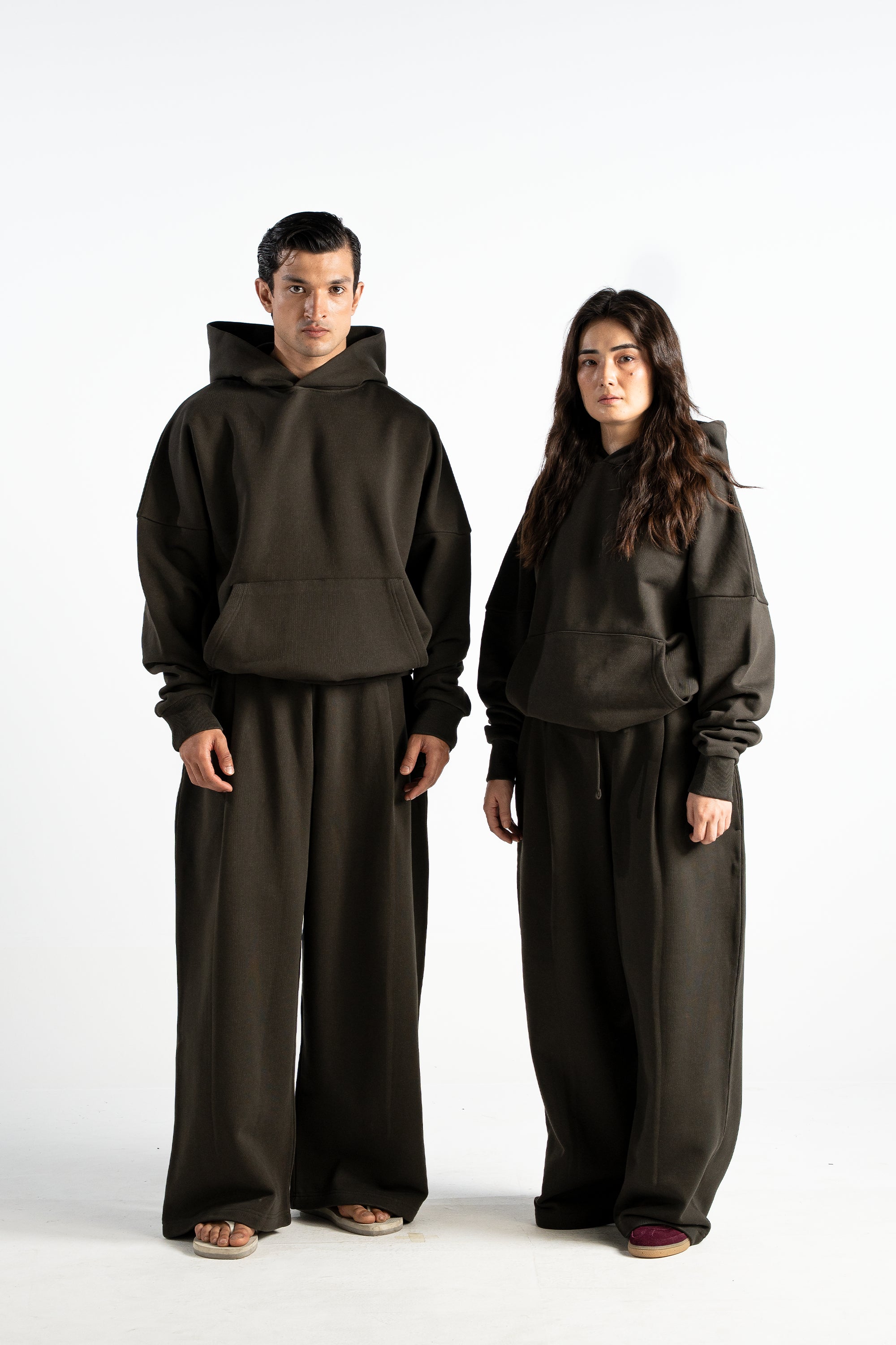 Ultra Heavy 520GSM GOTS Organic Hoodie+Baggy Pleat Sweats Volcanic Ash