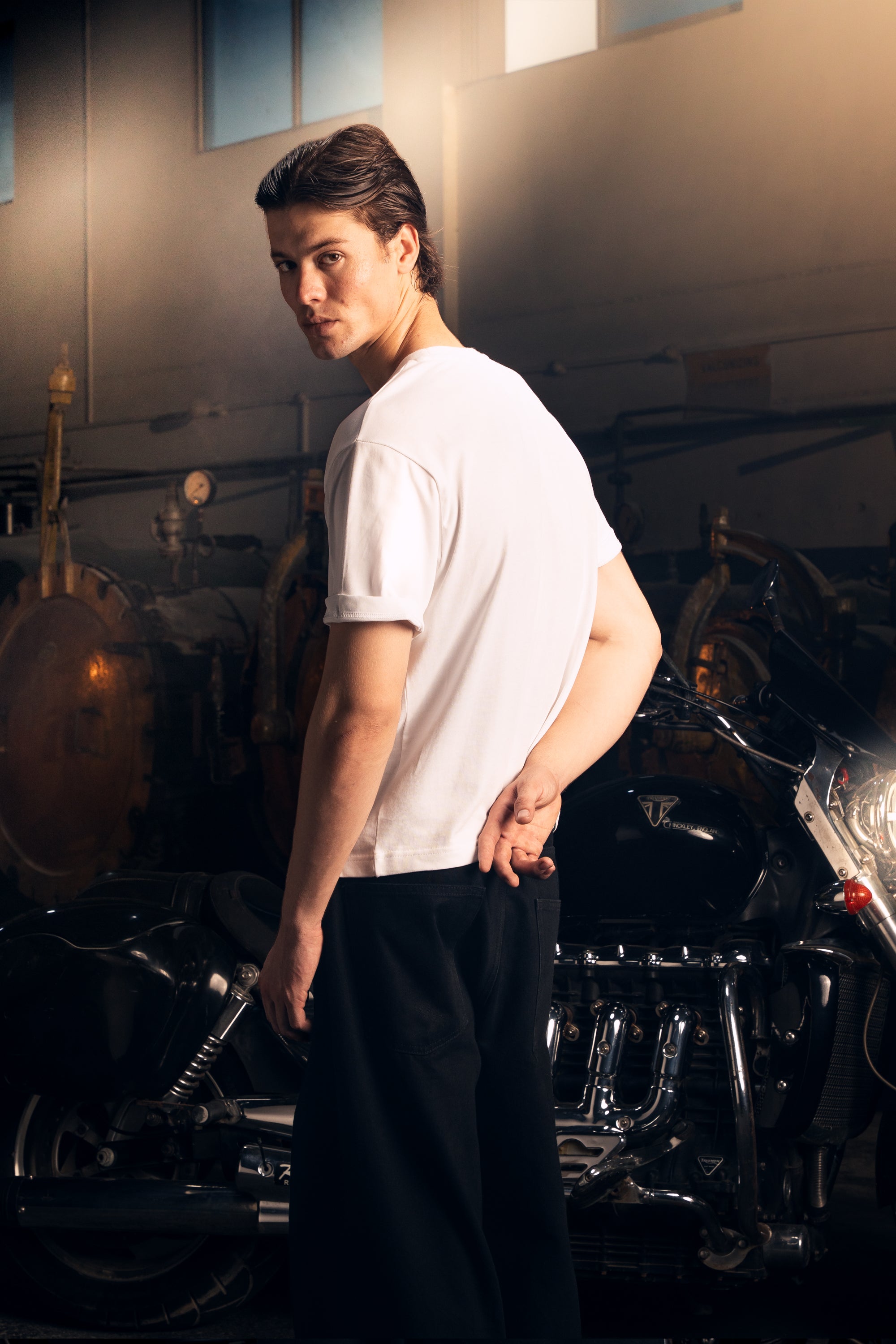 Standard Fit Cropped Tee, 220 GSM Organic Cotton - White