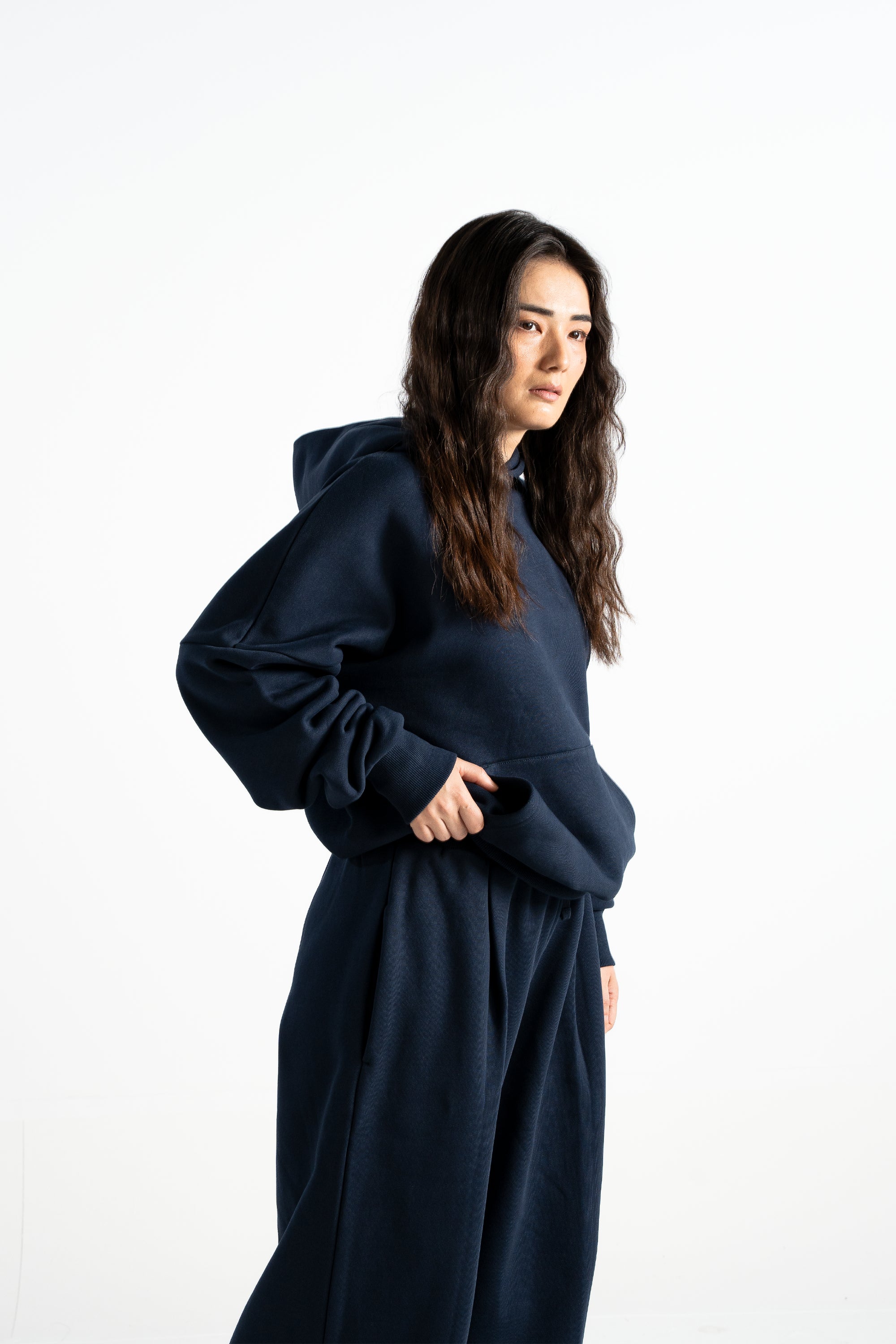 Ultra Heavy 520GSM GOTS Organic Hoodie+Baggy Pleat Sweats Deep Navy