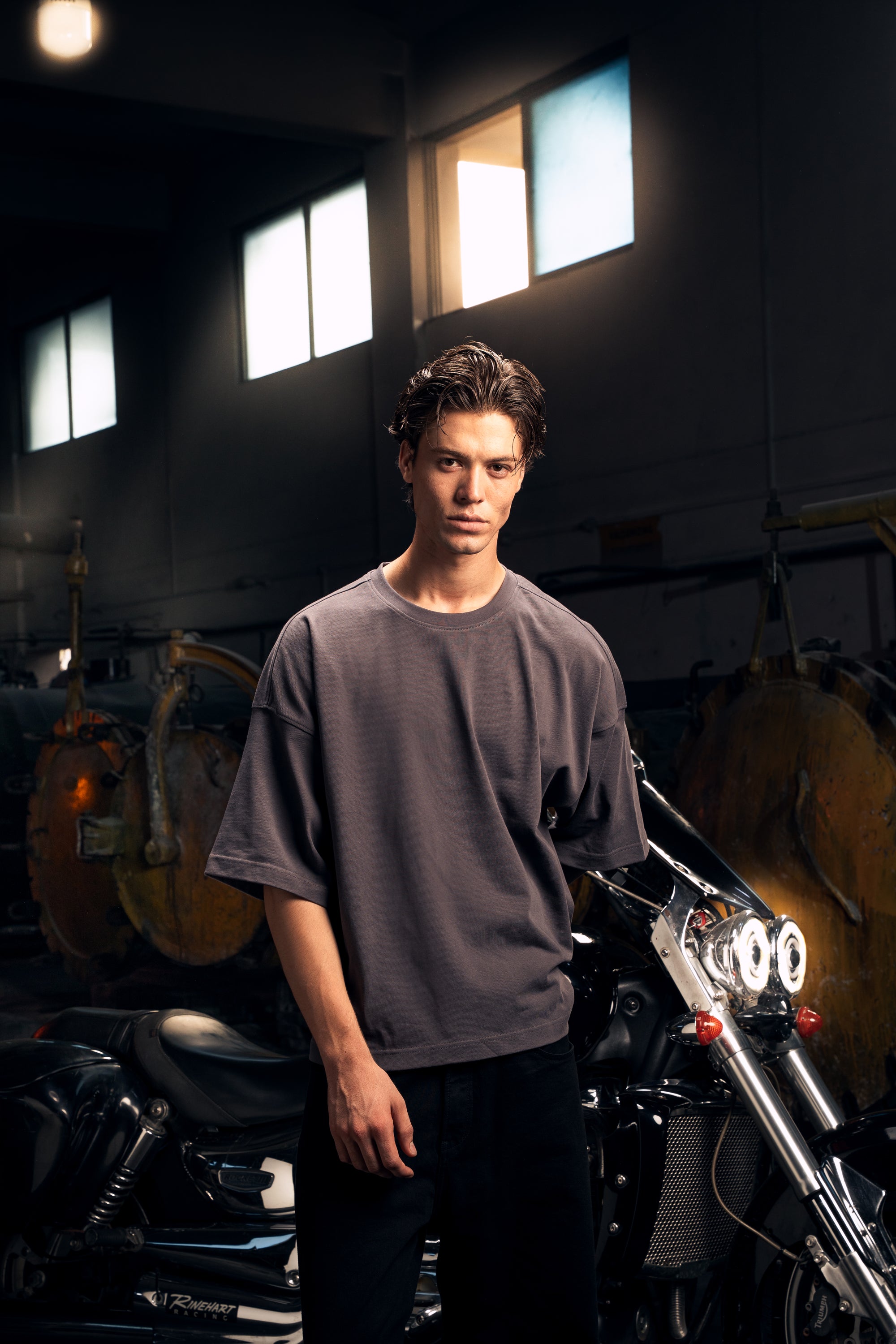 TP34 Boxy Cropped Tee - Heavy 345GSM Organic Cotton - Anthracite