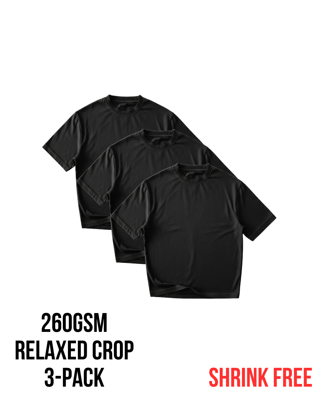 G32 Everyday Relaxed Tees — 260 GSM Organic Cotton, 3-Pack Classic Black