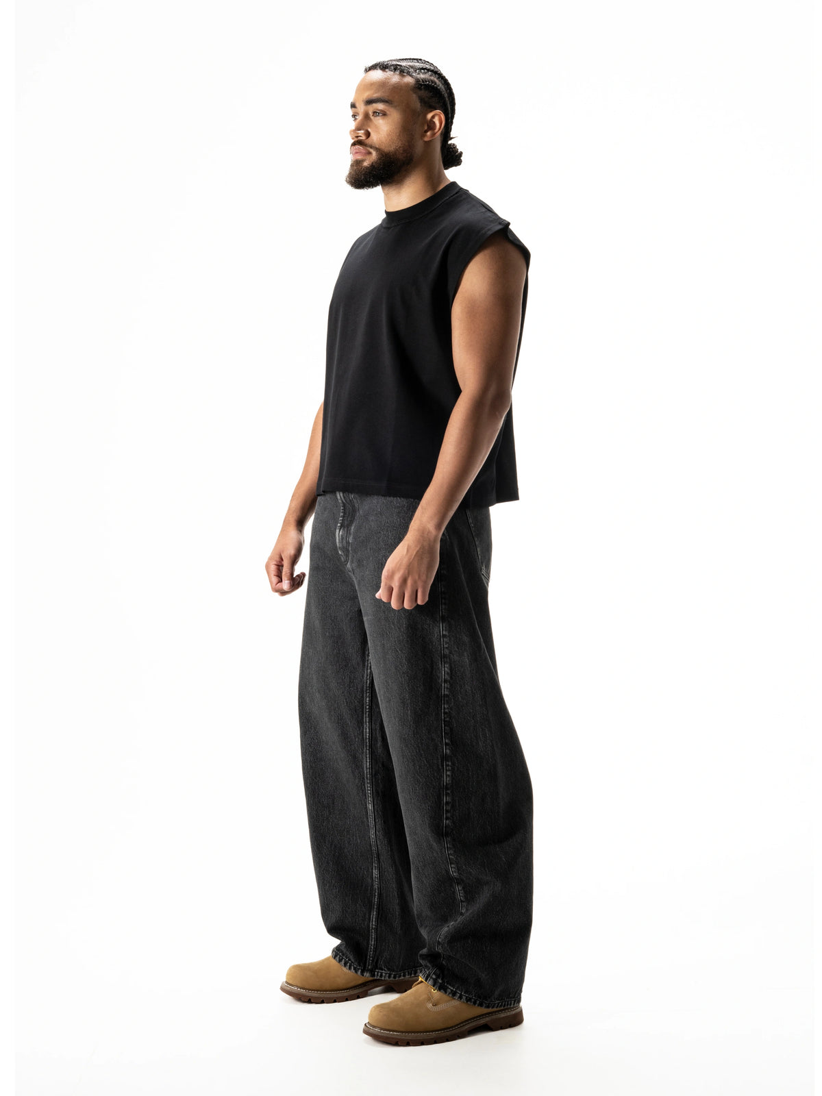 S22 Cropped Sleeveless Shirt Unisex — 220 GSM Organic Cotton - Black