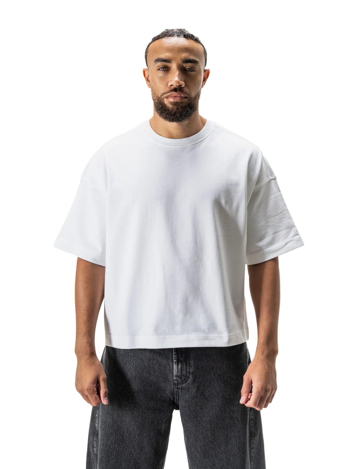 TP34 Ultra Heavy Boxy Cropped Tee - 345GSM Organic Cotton - White