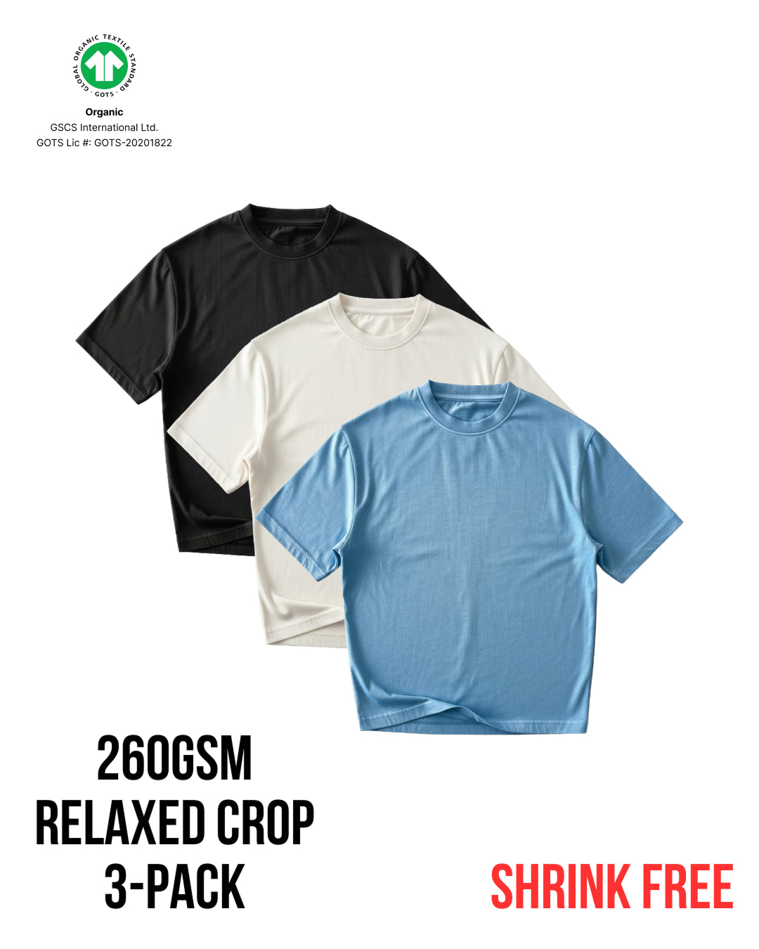 G32 Everyday Relaxed Tees — 260 GSM Organic Cotton, 3-Pack Signature Wash