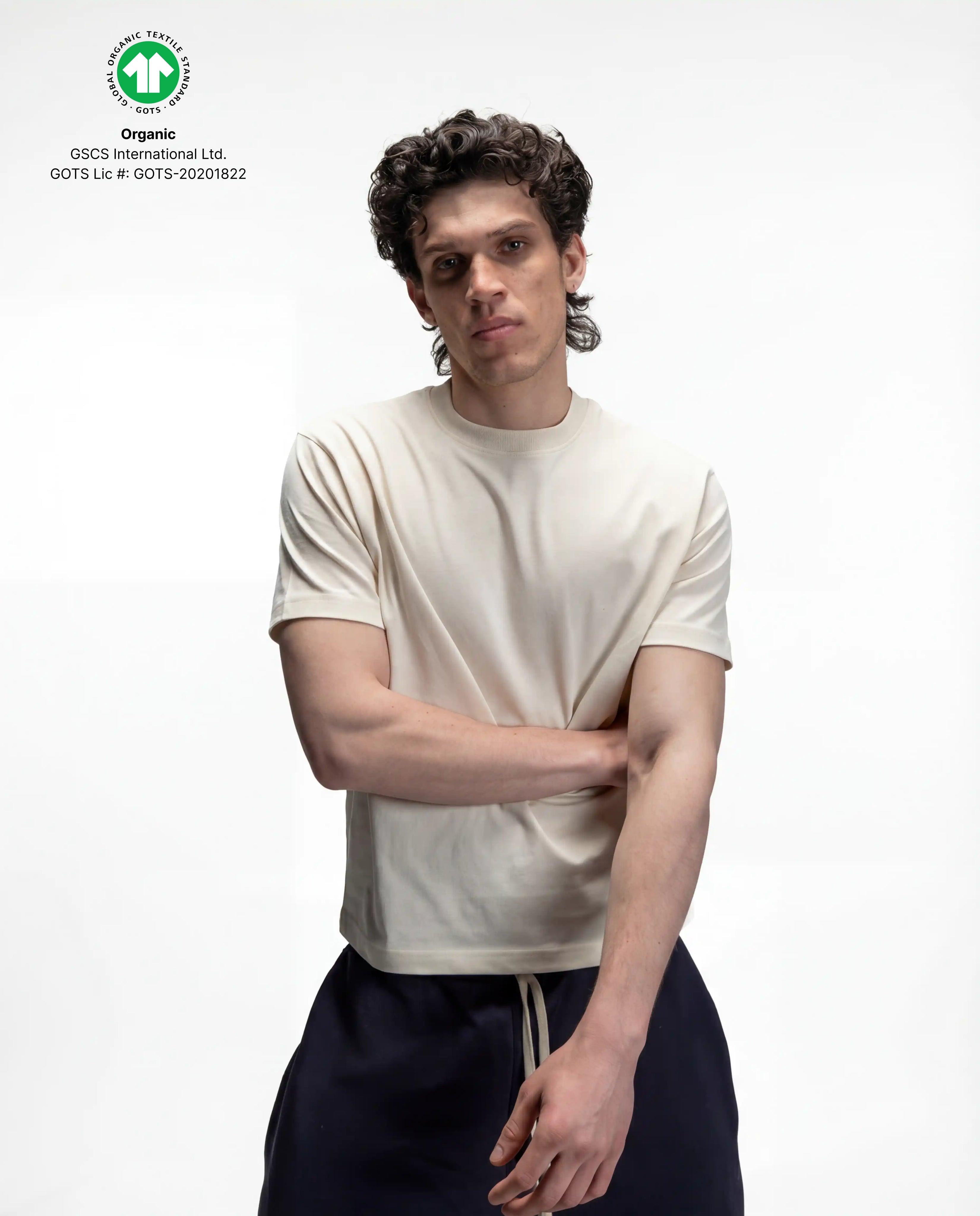Standard Fit Cropped Tee, 220 GSM Organic Cotton - Artic Wolf