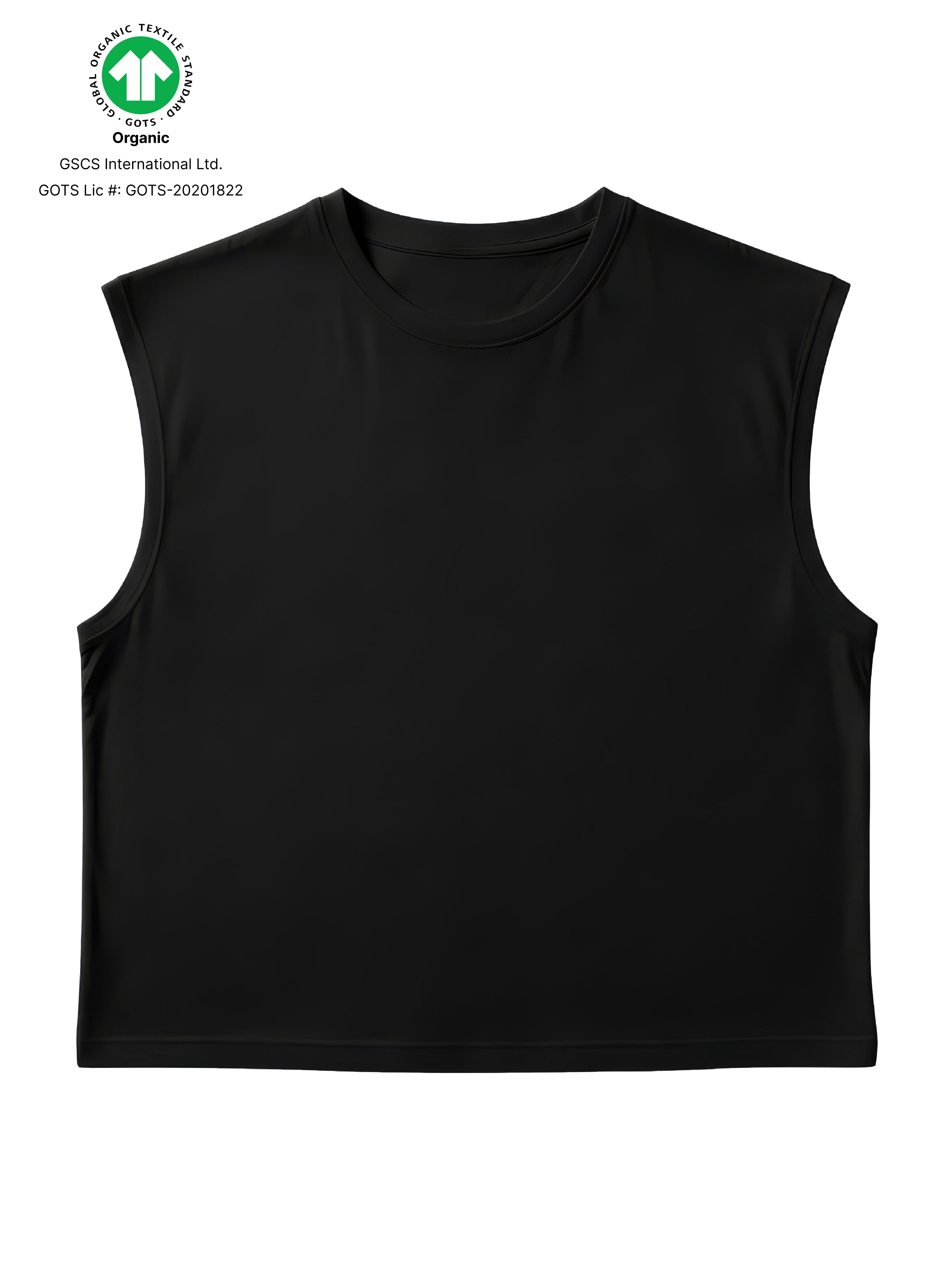 S22 Cropped Sleeveless Shirt Unisex — 220 GSM Organic Cotton - Black