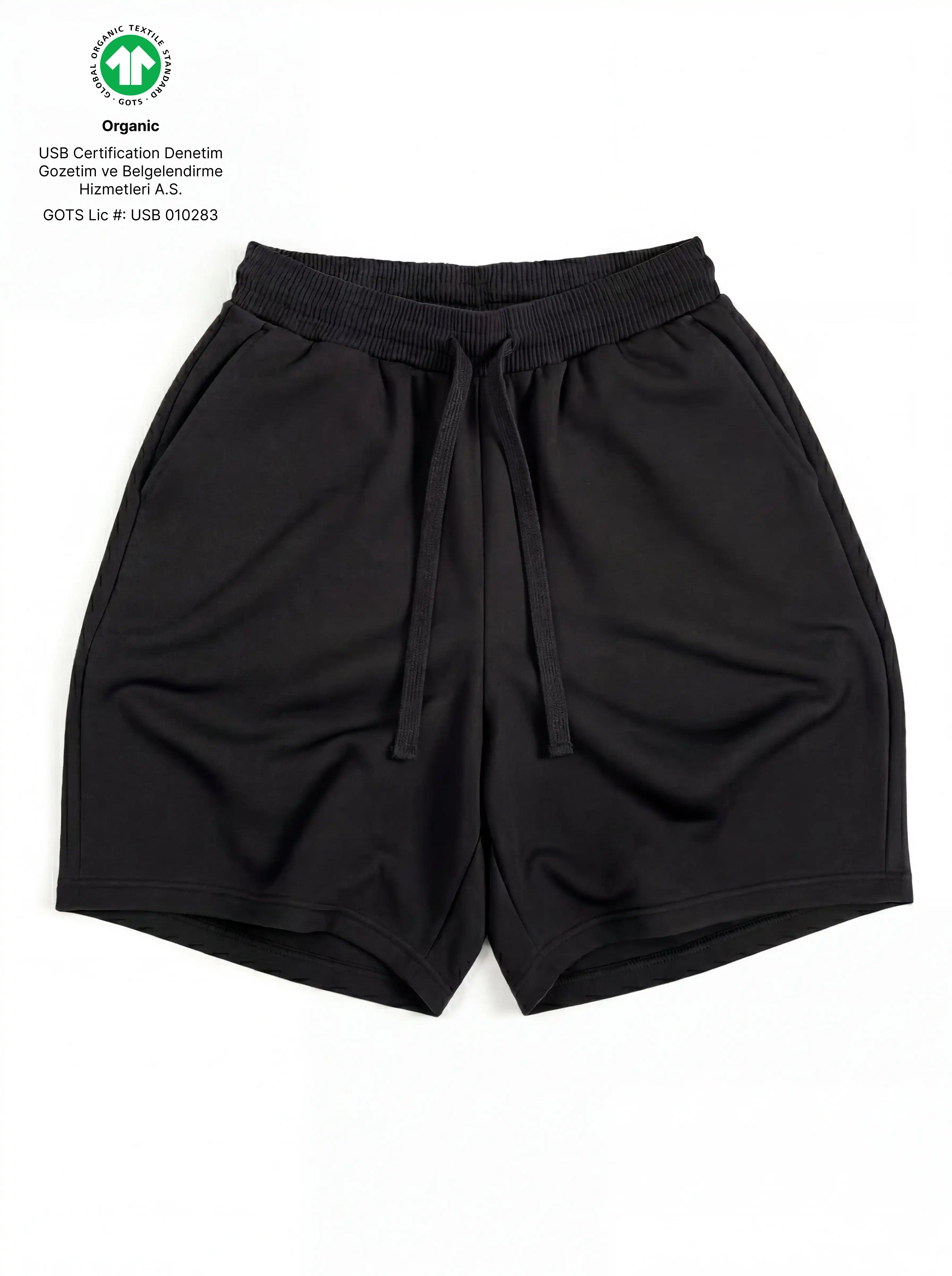 Z24 Athletic Baggy Shorts, Black — 530GSM Organic Fleece-Back Jersey