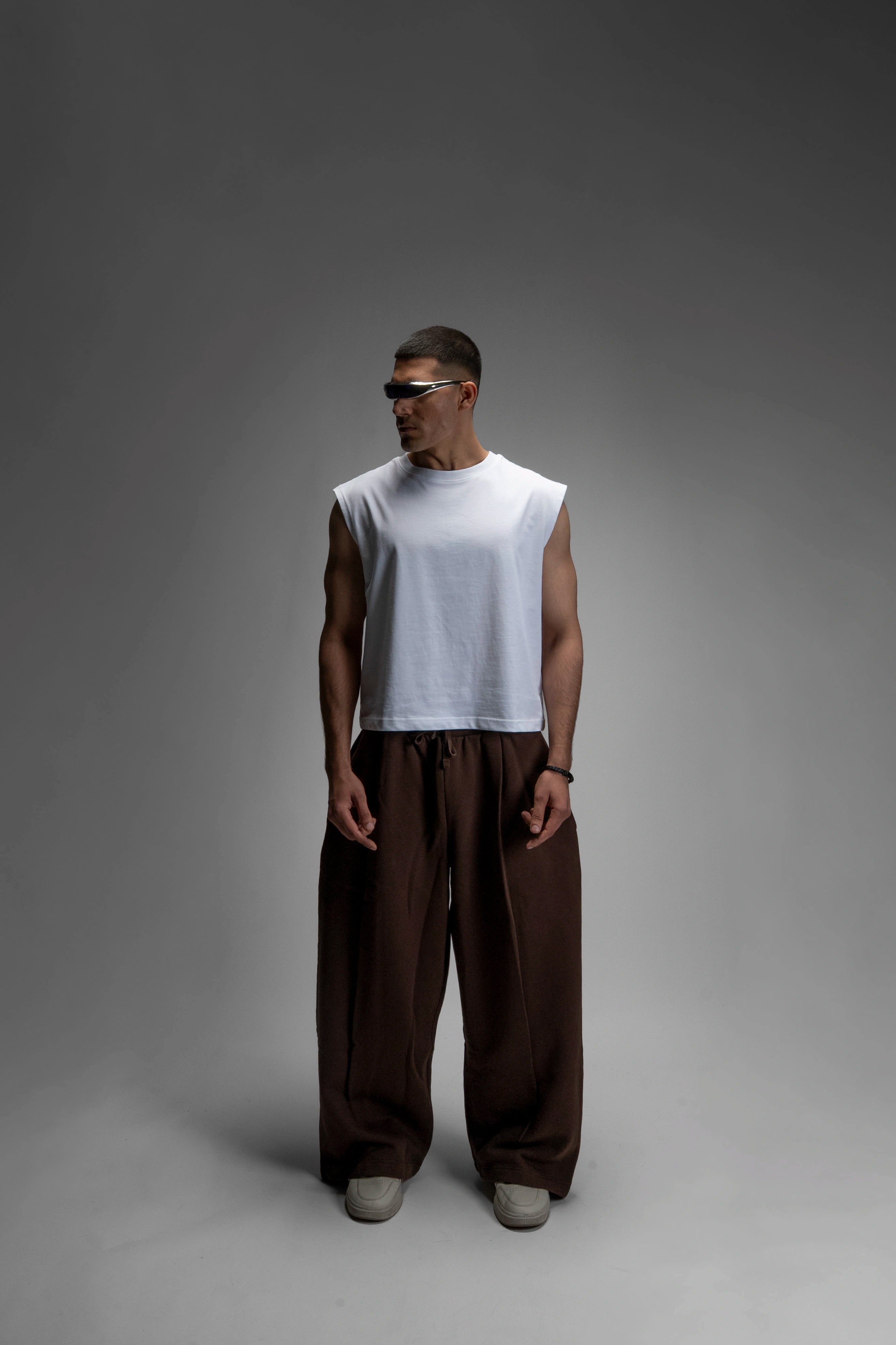 S22 Cropped Sleeveless Shirt Unisex — 220 GSM Organic Cotton - White