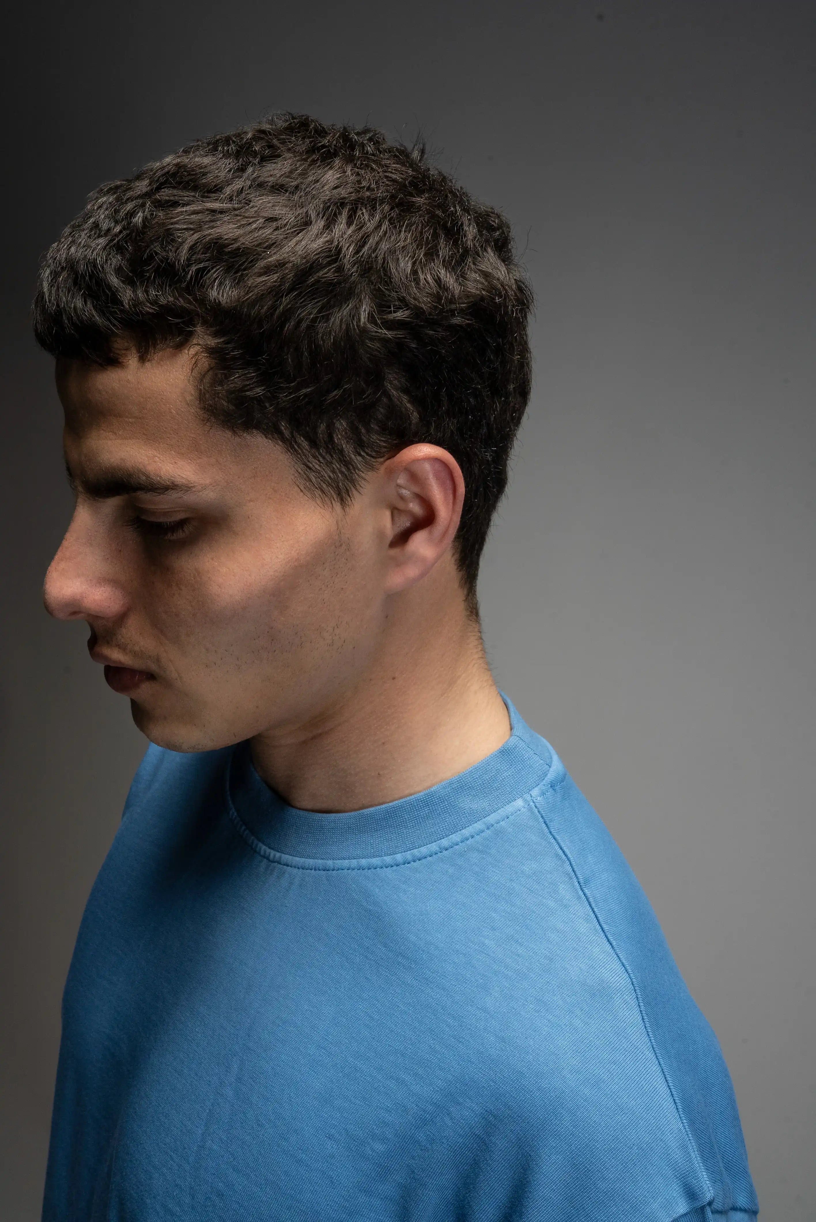 G32 Everyday Relaxed Cropped Tee — 260 GSM Organic Cotton, Sky Blue Wash