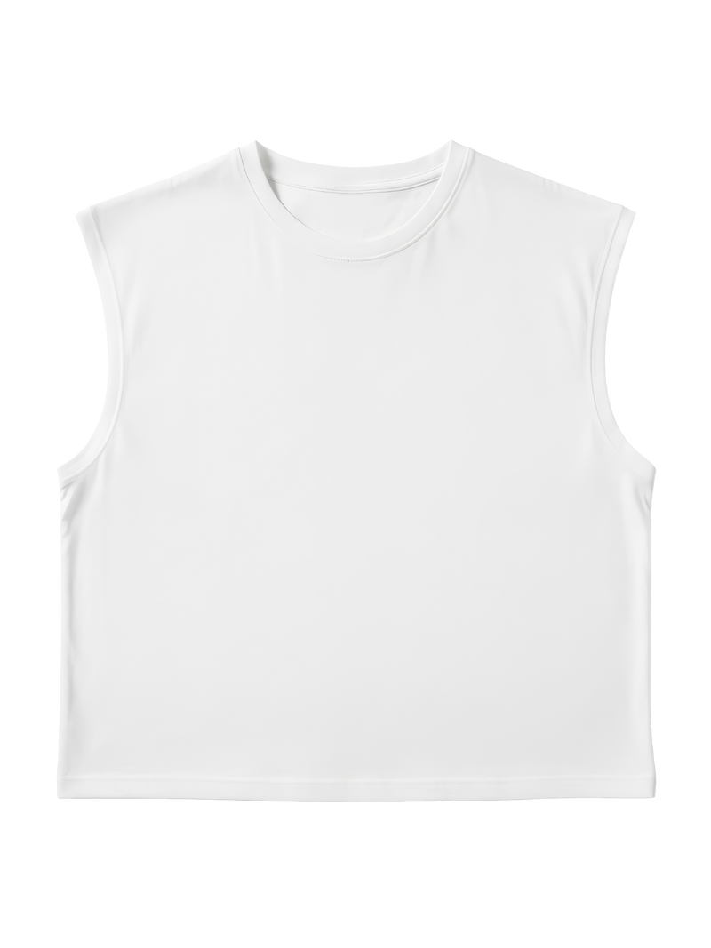 S22 Cropped Sleeveless Shirt Unisex — 220 GSM Organic Cotton - White