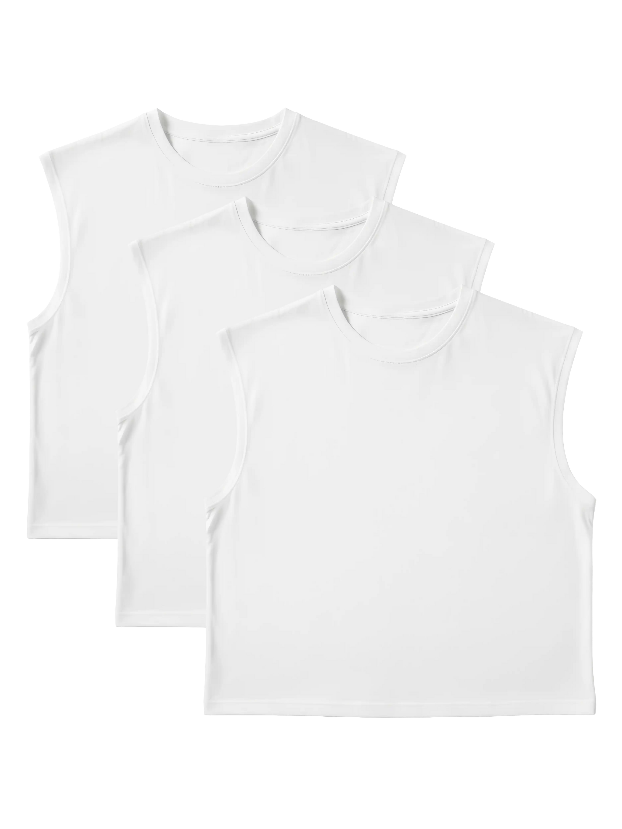 S22 Cropped Sleeveless Shirt 3-pack, White