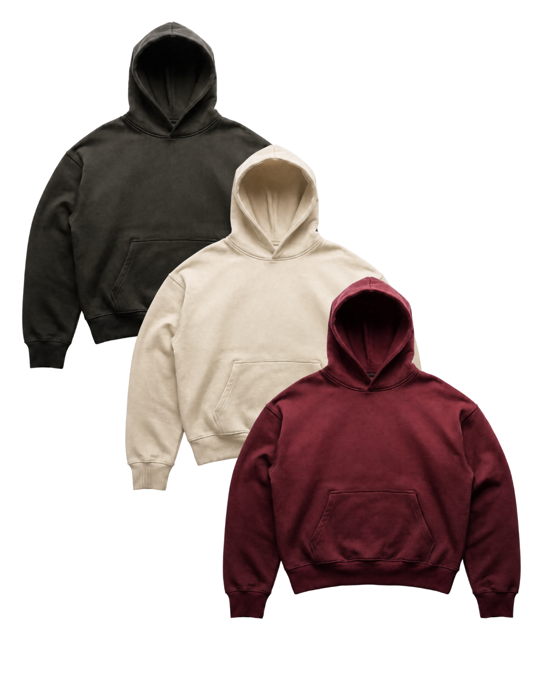 3-Pack, Premium Heavy Boxy 520GSM Organic Hoodies, Fall
