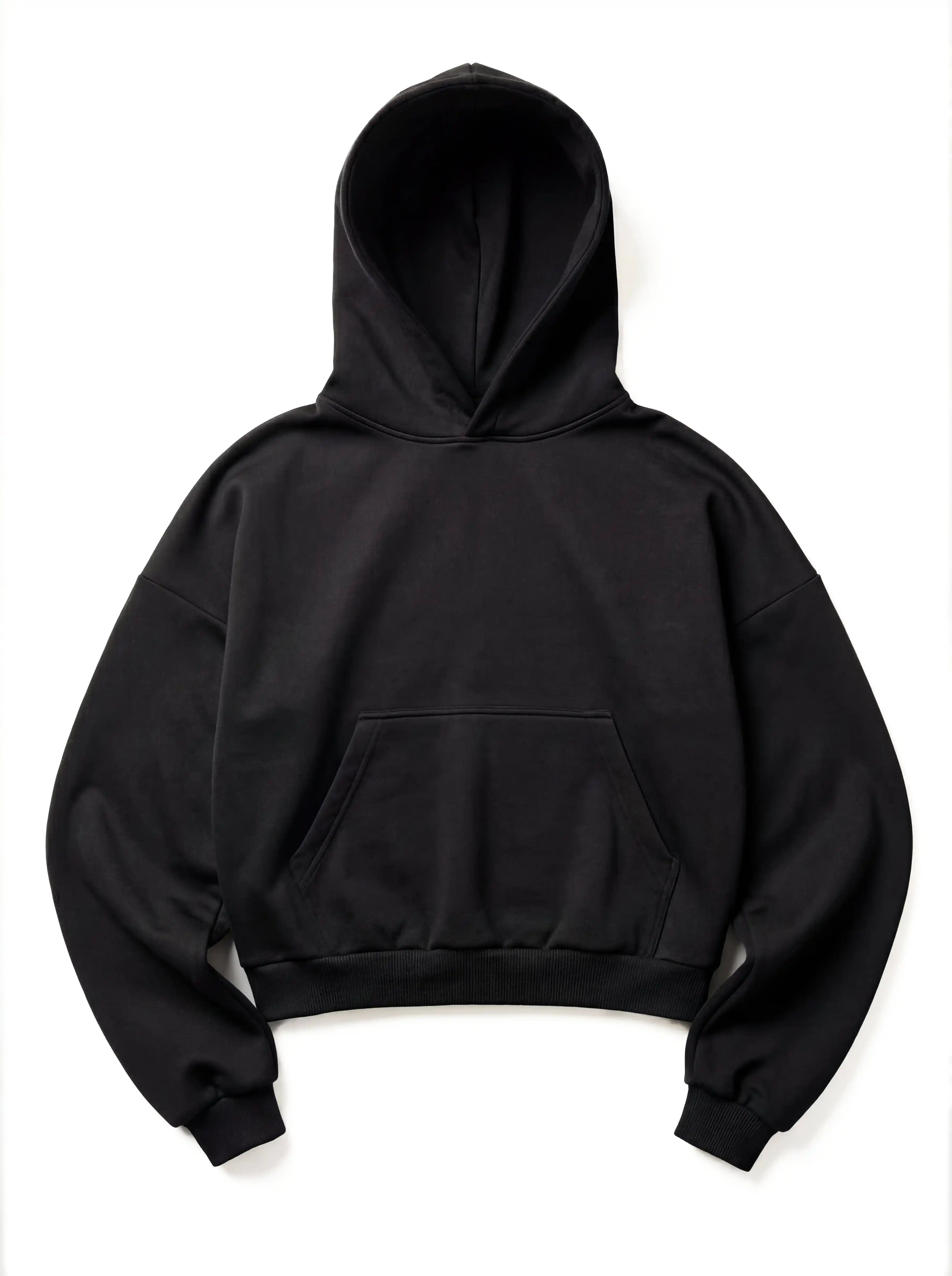 Z25 Cropped Hoodie, Midnight Black — 530GSM Organic Brushed Jersey Fleece-back