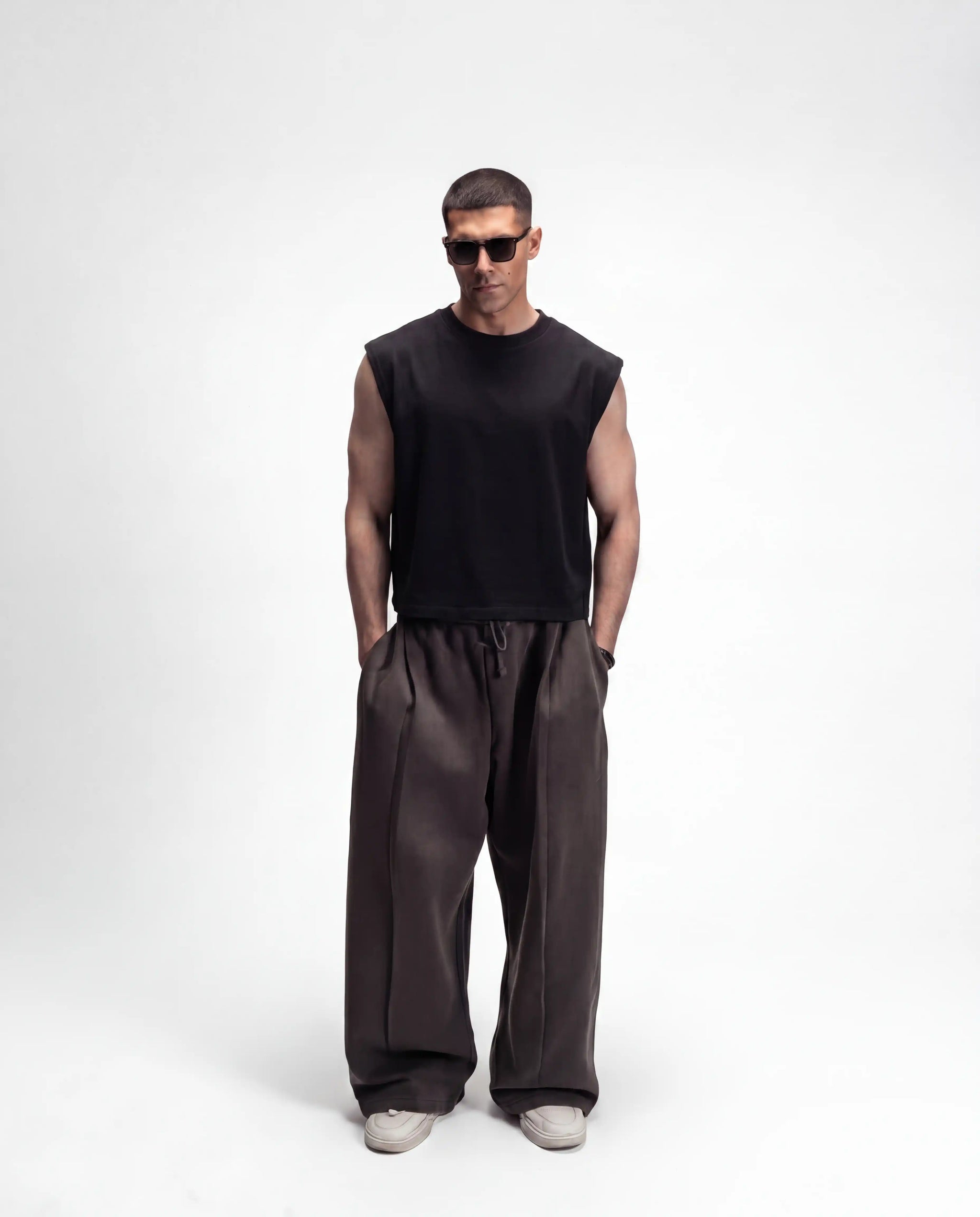 S22 Cropped Sleeveless Shirt Unisex — 220 GSM Organic Cotton - Black