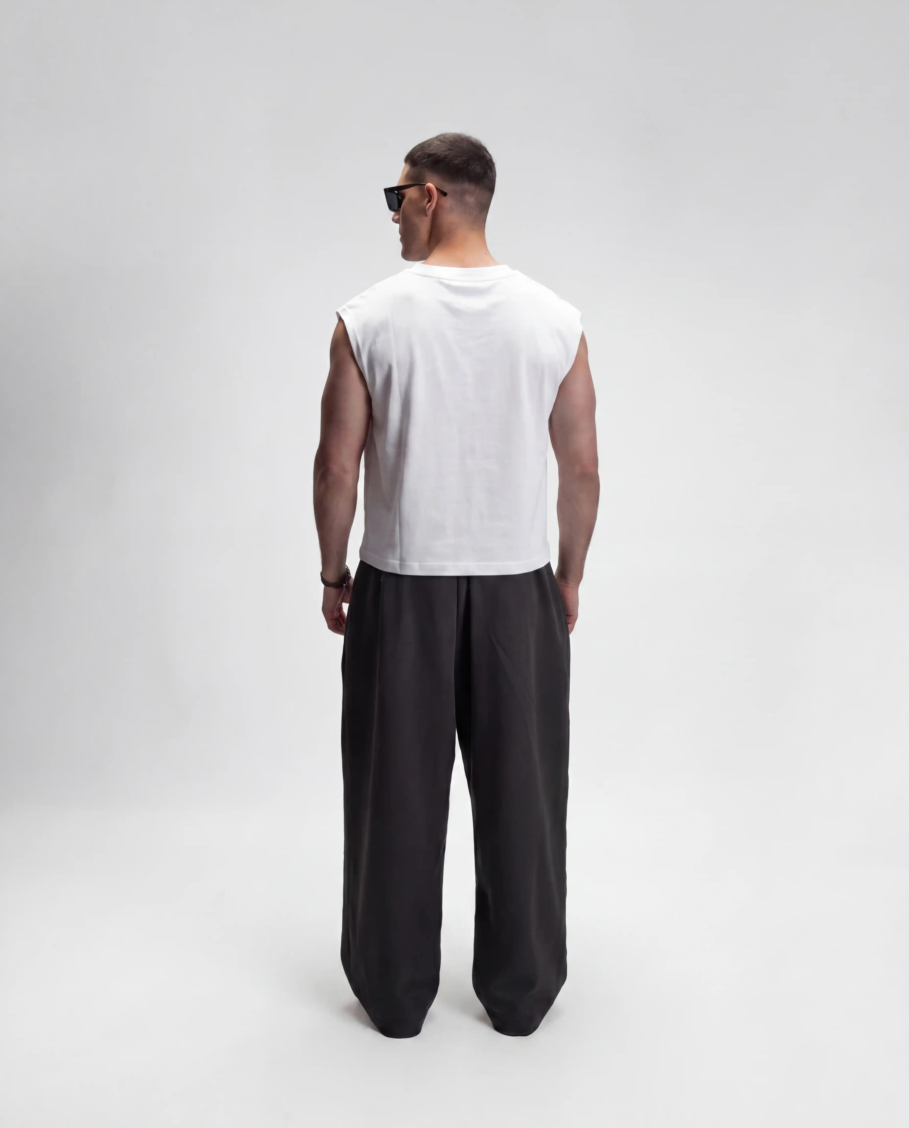 S22 Cropped Sleeveless Shirt Unisex — 220 GSM Organic Cotton - White