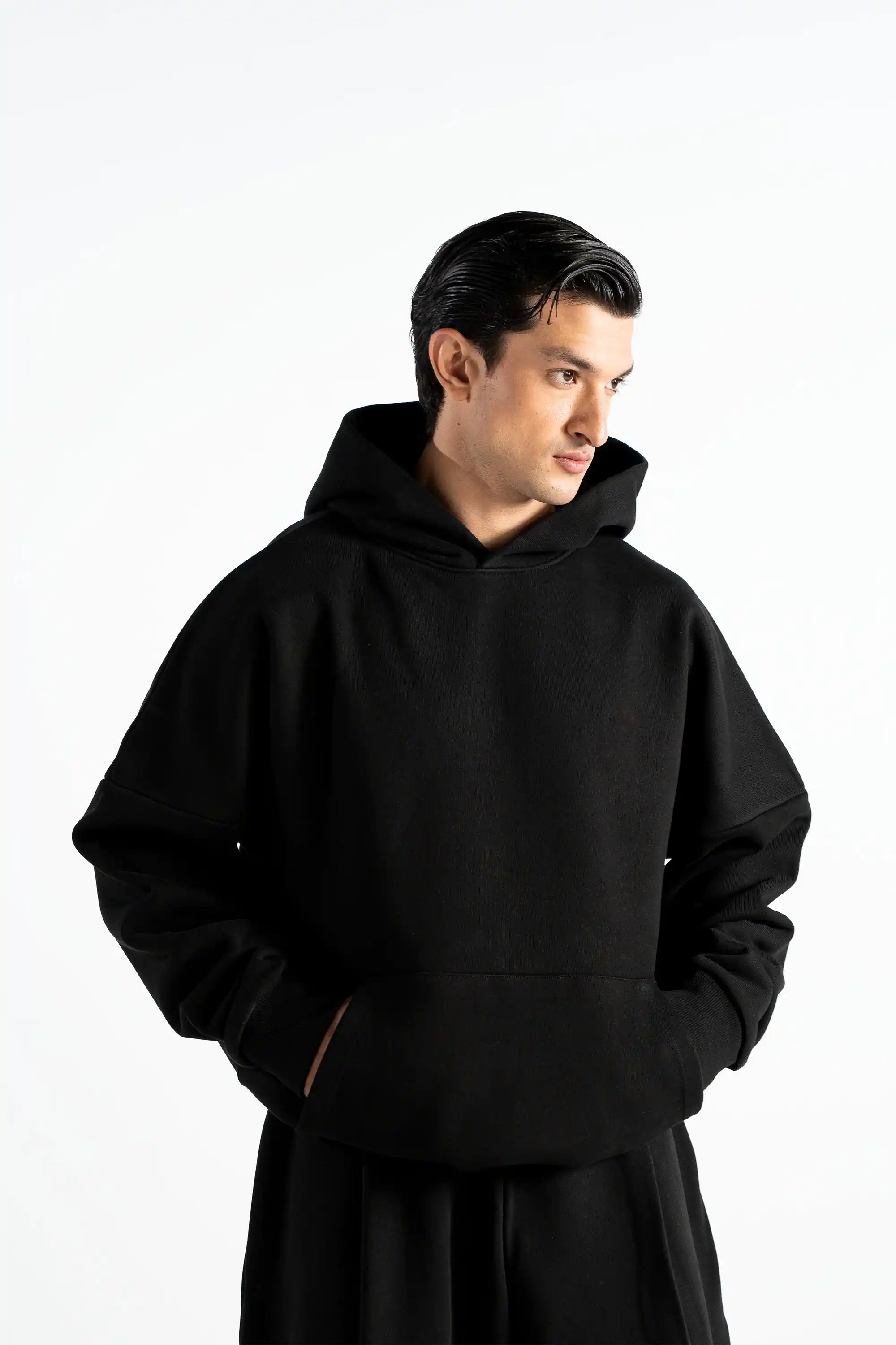 Y27 - Heavy Boxy Organic Hoodie — Midnight Black [520 GSM]