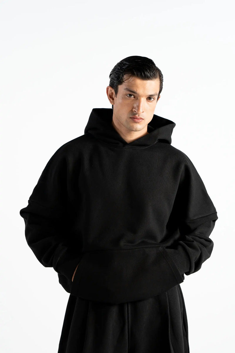 Premium Heavy Boxy Organic Hoodie — Midnight Black [520 GSM]