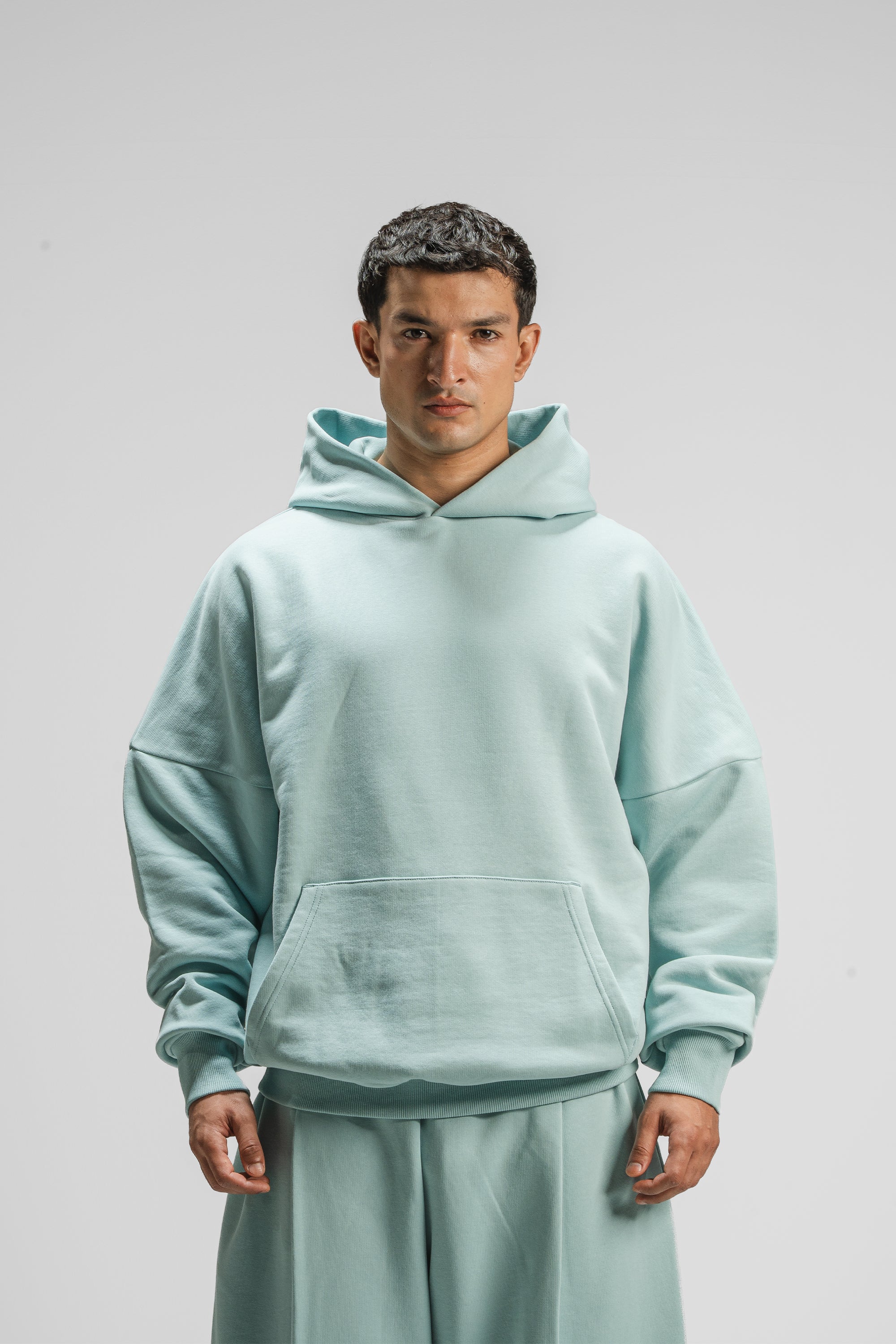 Premium Heavy Boxy Organic Hoodie — Mineral Sage [520 GSM]