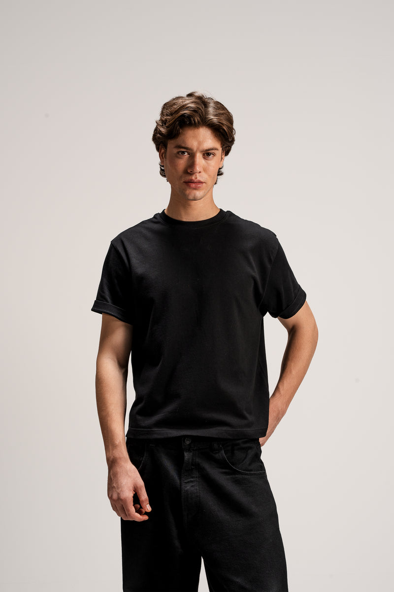 Standard Cropped Tee, 240 GSM Organic Cotton - Black