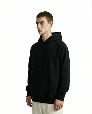 CX27 Standard-Fit Hoodie 500 GSM Custom French Terry, Organic Cotton, Midnight Black [IN STOCK]