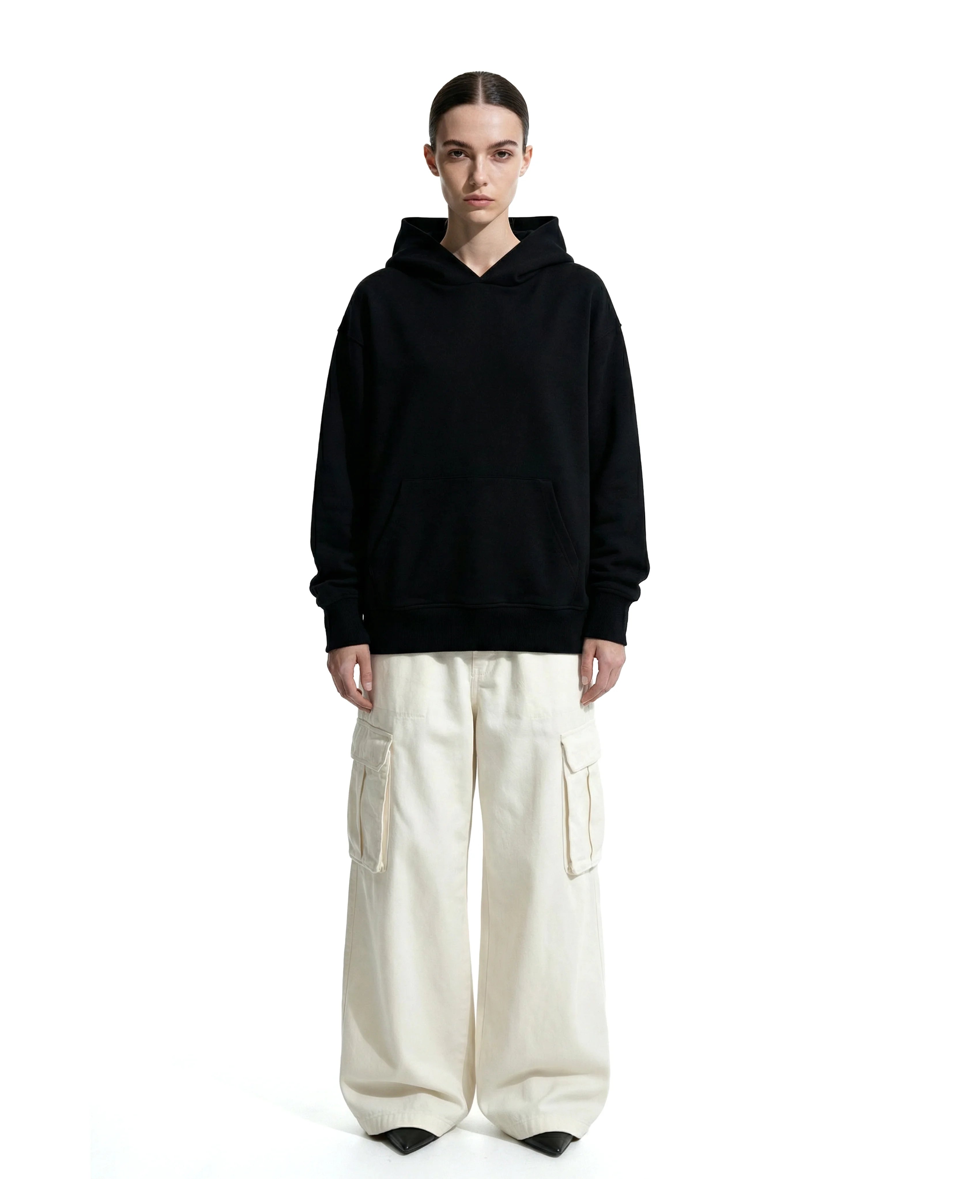 CX27 Standard-Fit Hoodie 500 GSM Custom French Terry, Organic Cotton, Midnight Black [Pre-Order, Feb 15 ]