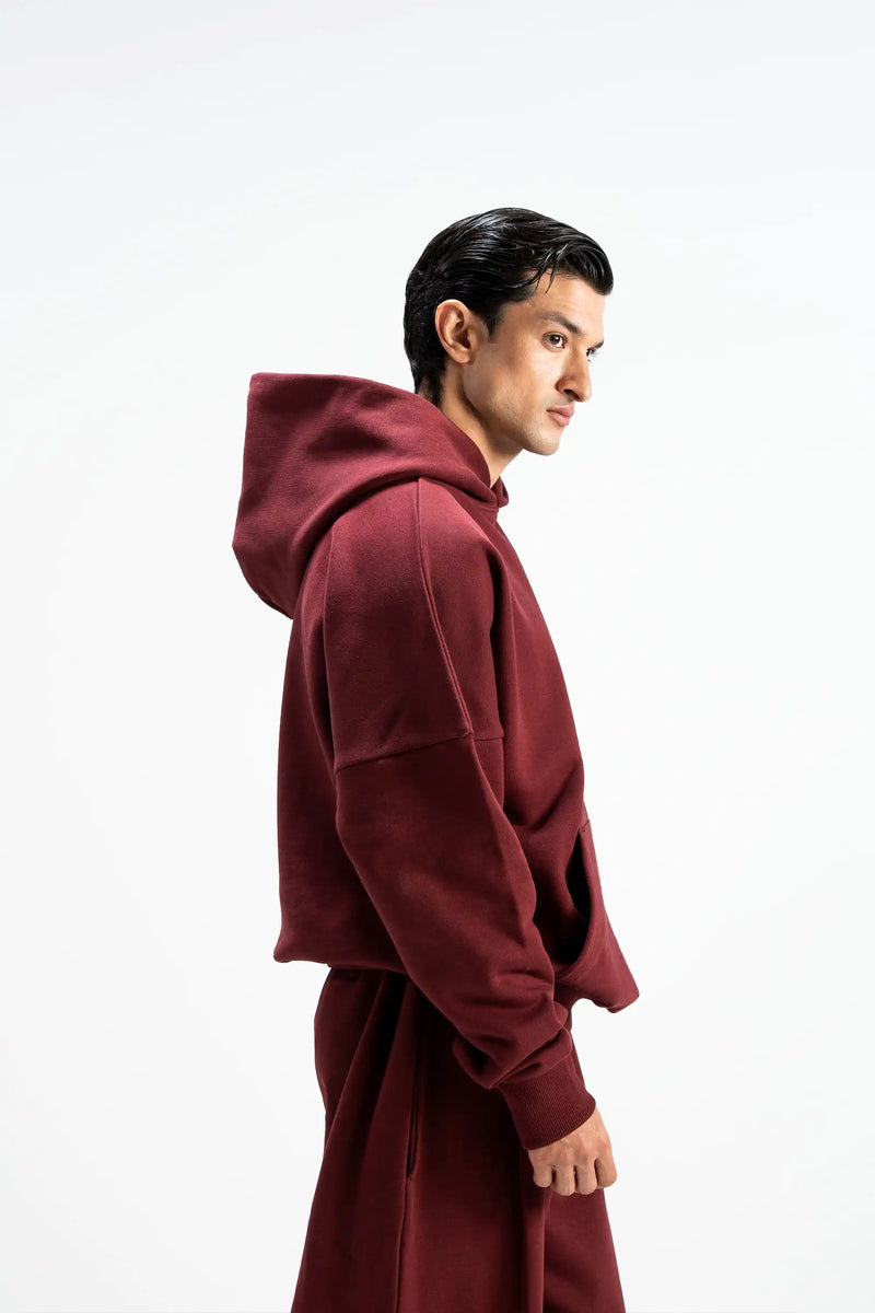 Premium Heavy Boxy Organic Hoodie — Maroon [520 GSM]