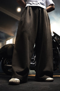 Y33 Designer Pleated Organic Sweatpants — 520GSM, Baggy Oversized, Volcanic Ash [Pre-Order]