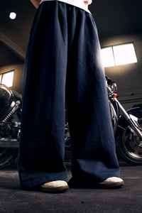 Y33 Designer Pleated Organic Sweatpants — 520GSM, Baggy Oversized, Deep Blue [PRE-ORDER]