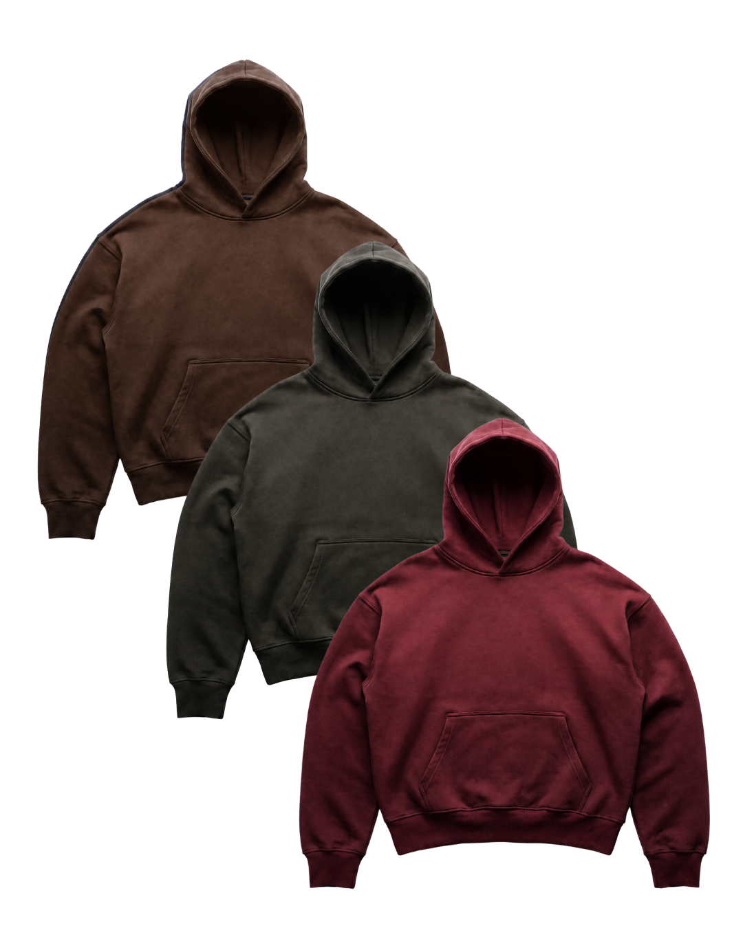 3-Pack, Premium Heavy Boxy 520GSM Organic Hoodies, Autumn
