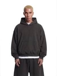 Z25 Cropped Hoodie, Volcanic Ash — 530GSM Organic Jersey Fleece-back