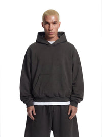 Z25 Cropped Hoodie, Volcanic Ash — 530GSM Organic Jersey Fleece-back