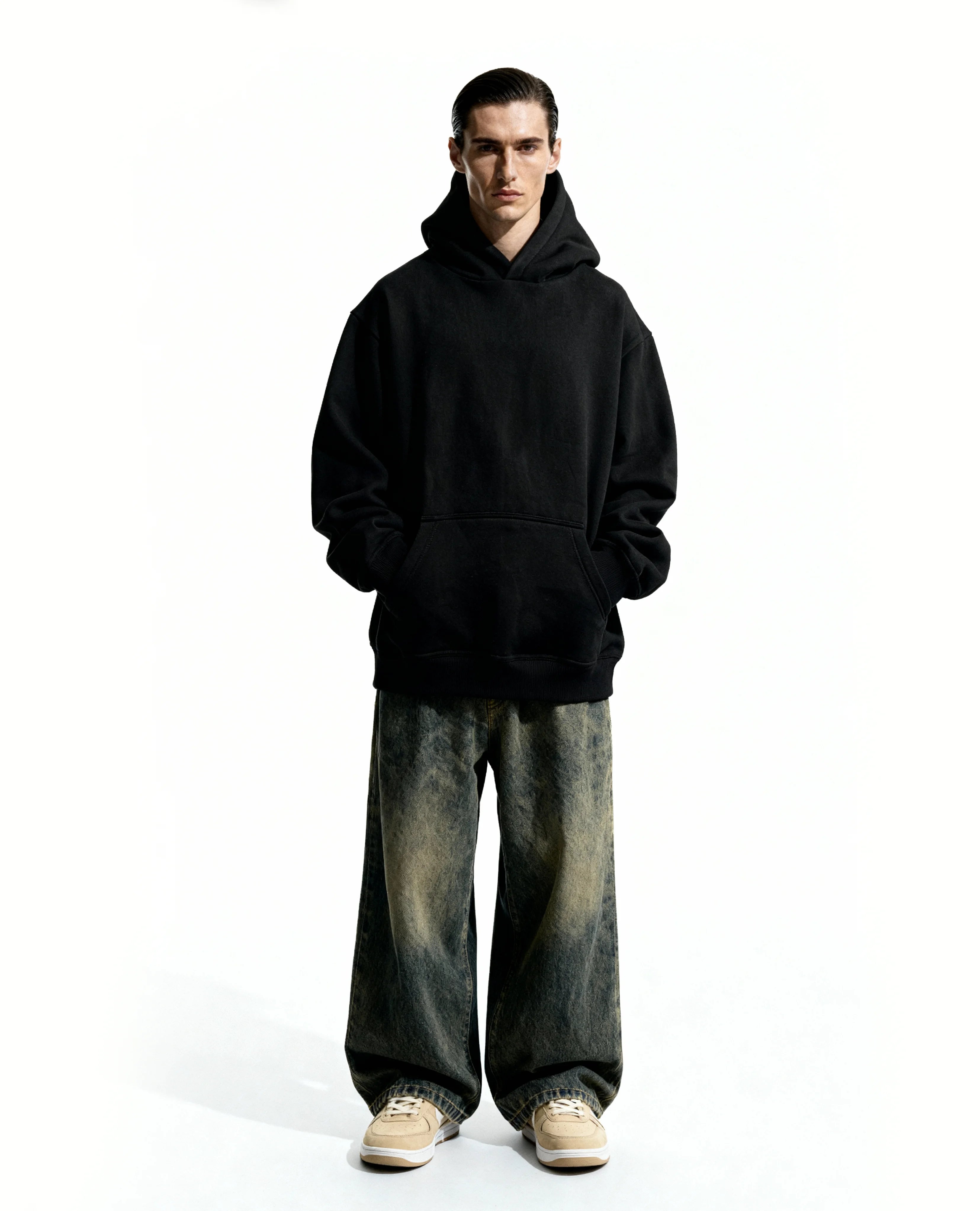 Z27 Standard Oversized Hoodie – Heavyweight 540GSM Organic Cotton, Black [In Stock]