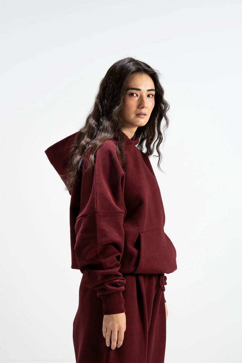 Premium Heavy Boxy Organic Hoodie — Maroon [520 GSM]
