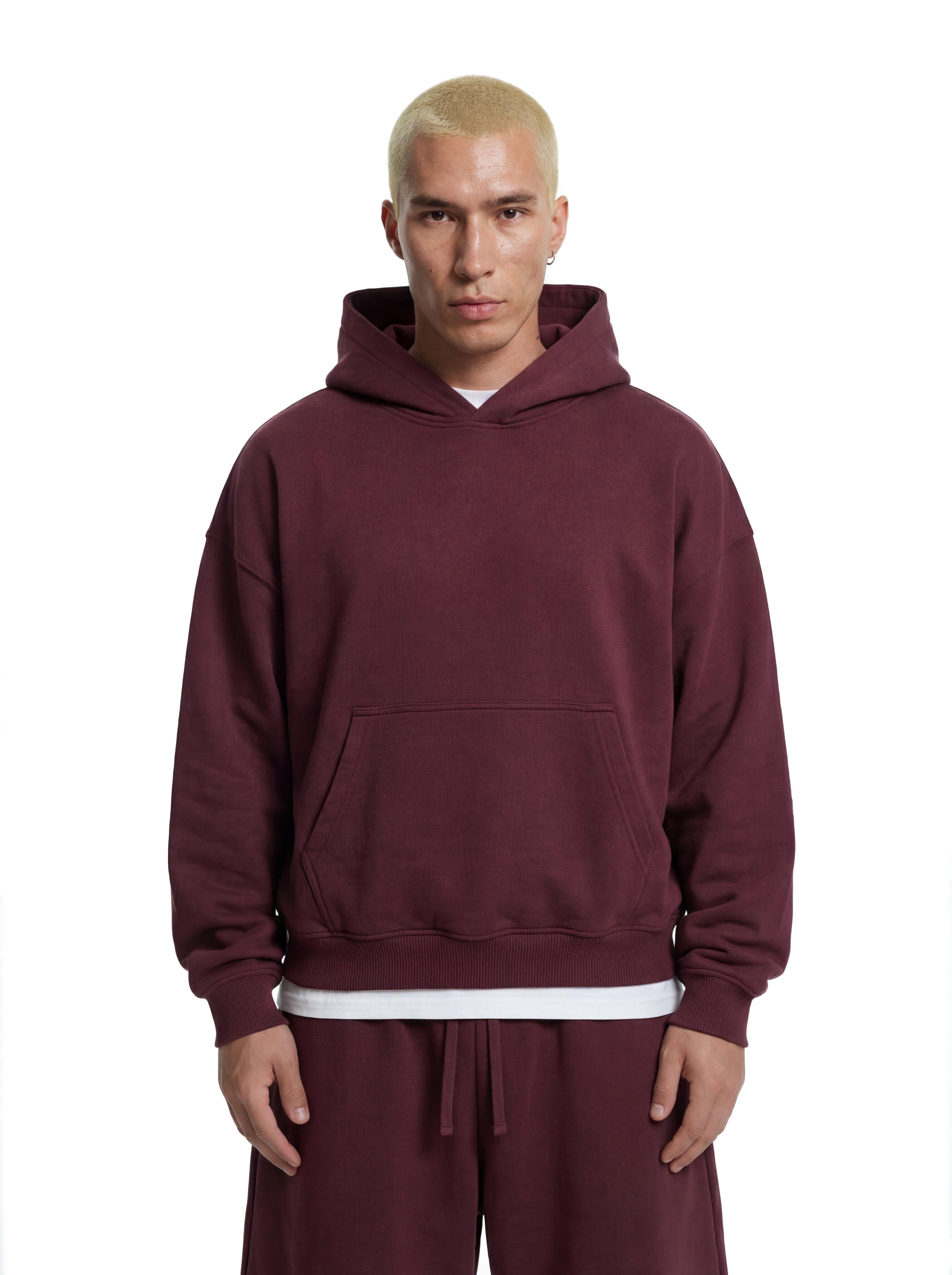 Z25 Athletic Cropped Hoodie, Maroon— 530GSM Organic Jersey Fleece-back [Pre-order. March 26th]