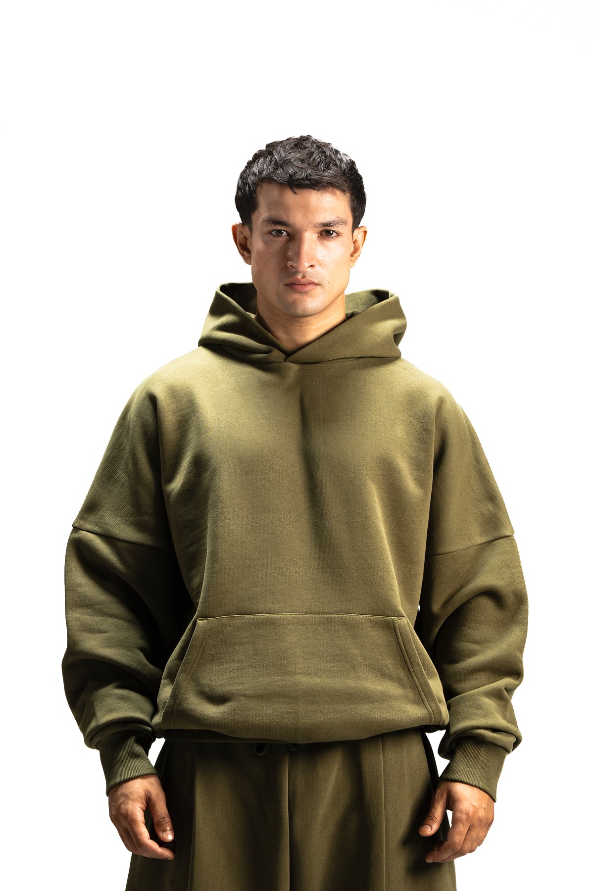 Premium Heavy Boxy Organic Hoodie — Burnt Olive [520 GSM]