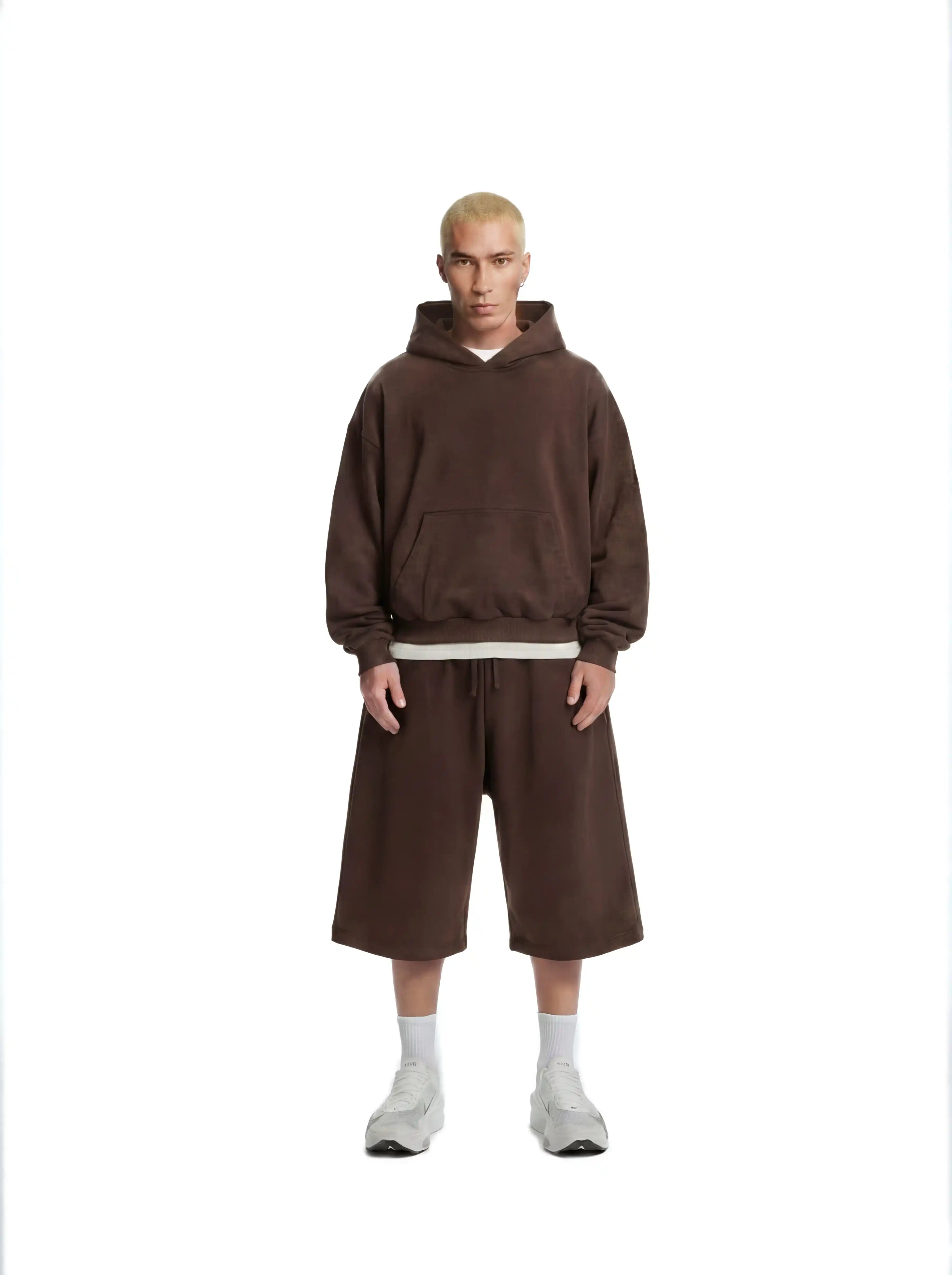 Cropped Hoodie, 530GSM, Organic Cotton - Mocha Brown