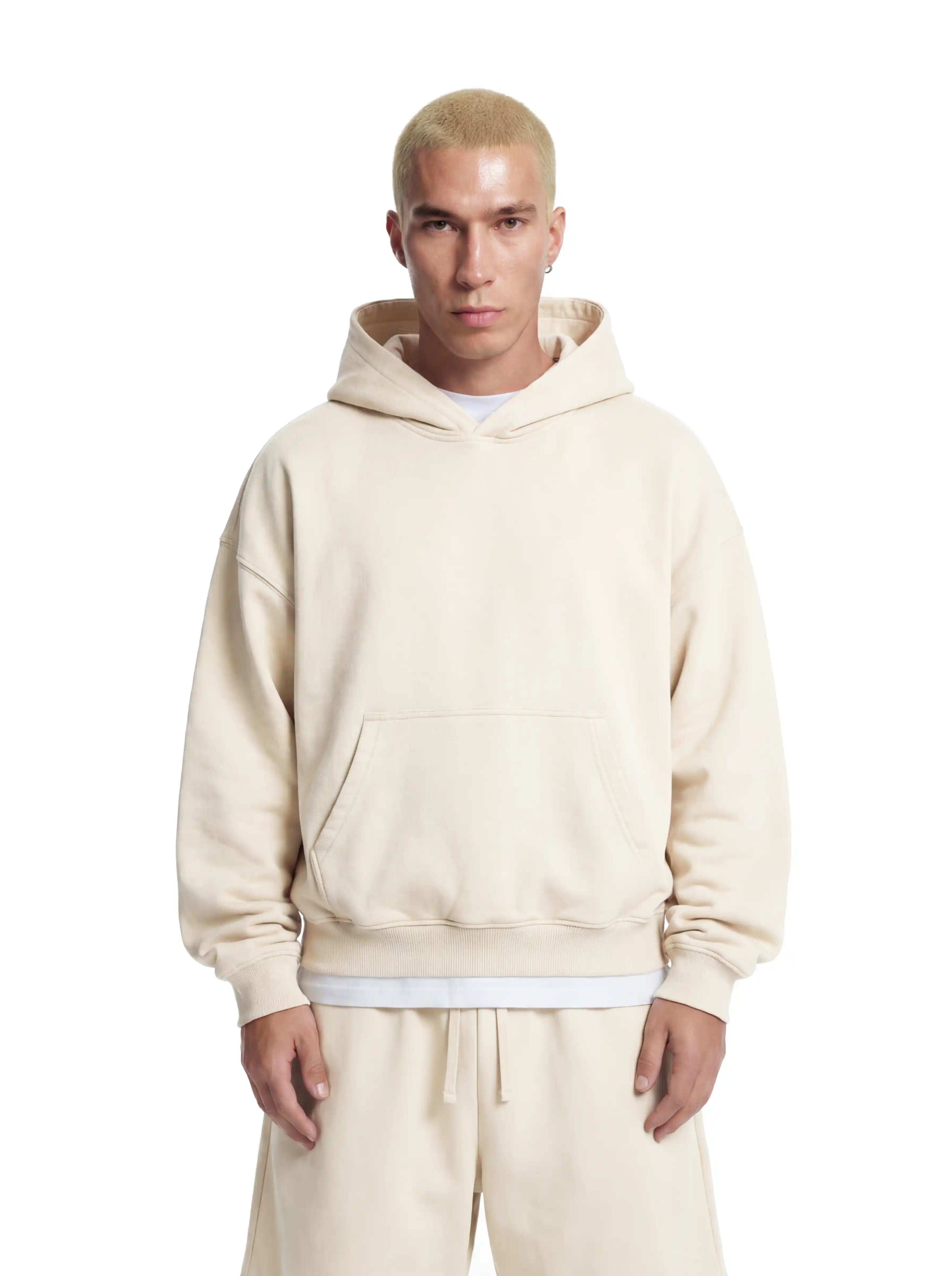 Z25 Cropped Hoodie, Arctic Wolf — 530GSM Organic Jersey Fleece-back