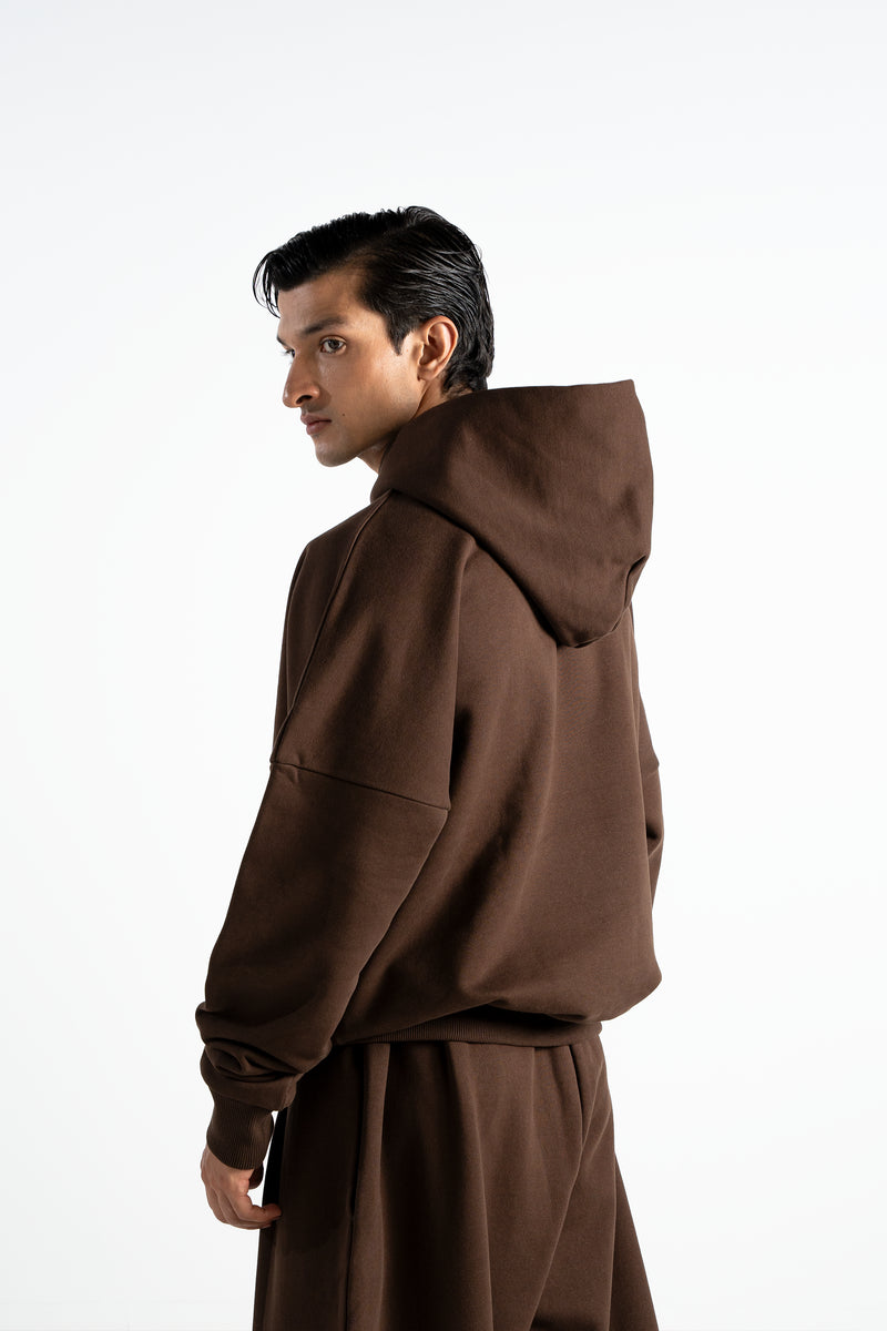 Premium Heavy Boxy Organic Hoodie — Mocha [520 GSM]