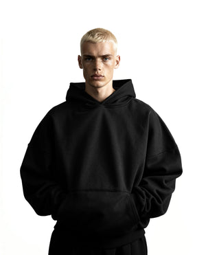 Y27 Ultra Heavy Organic Pull-Over, Cropped & Boxy, Midnight Black [IN STOCK]