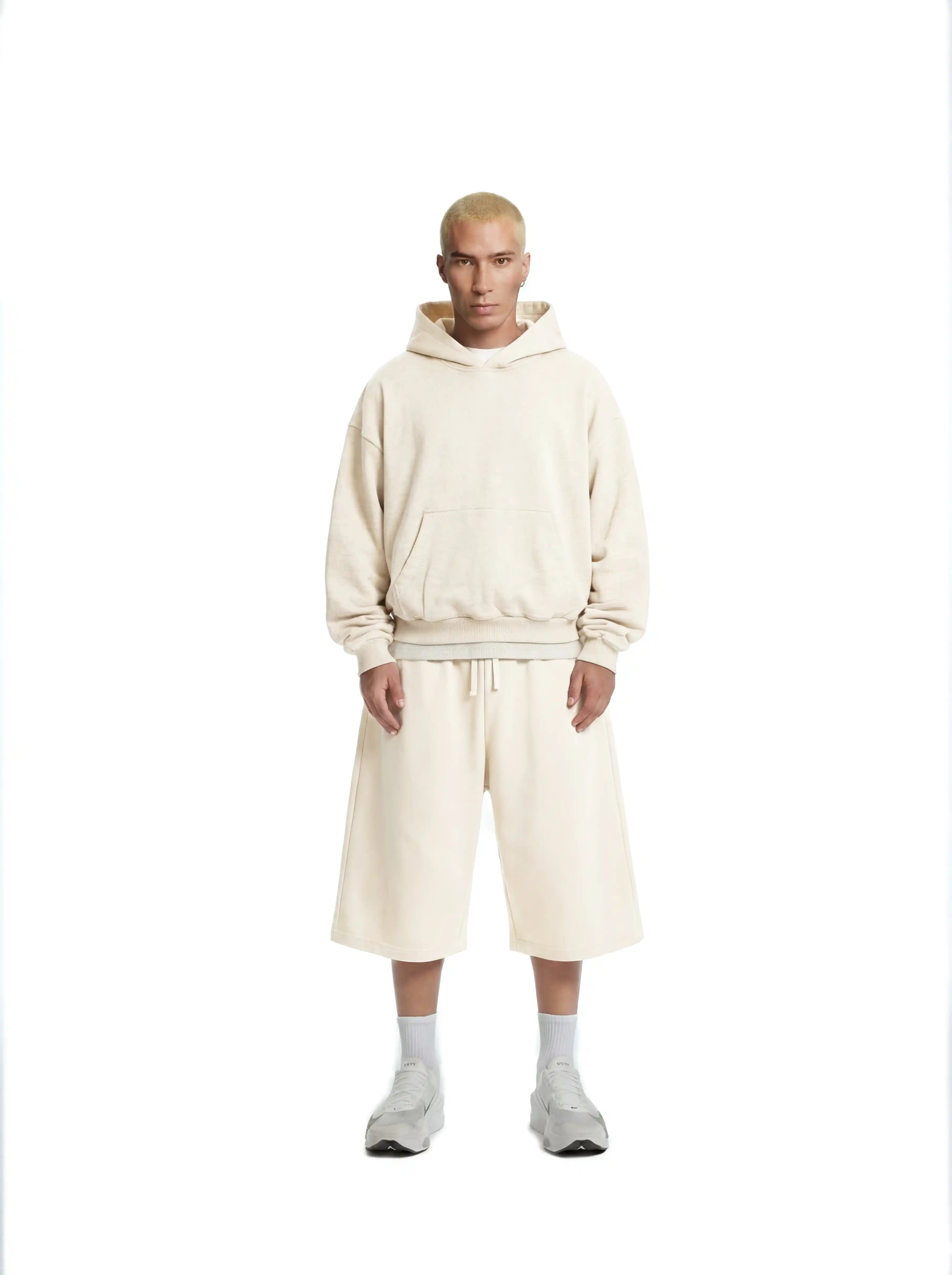 Athletic Z25 Cropped Hoodie & Z24 Baggy Shorts 530GSM Organic Fleece-Back Jersey, Arctic Wolf