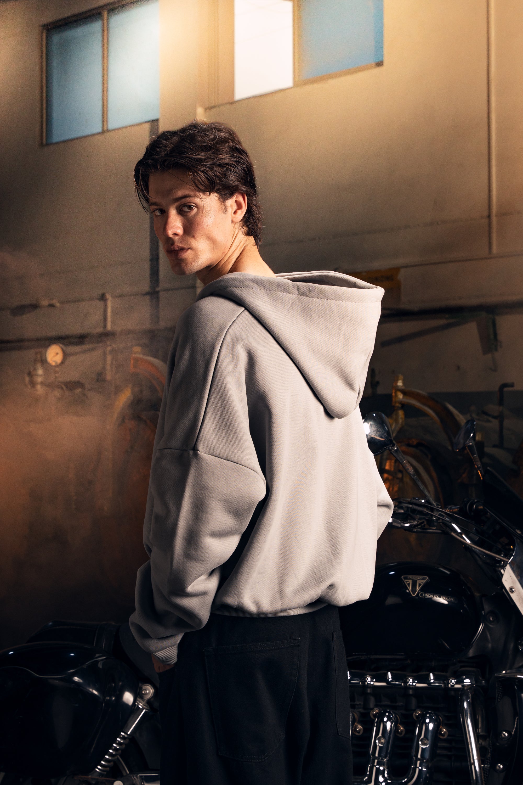 Heavy Pima Fleece Cropped Zip - Underworld