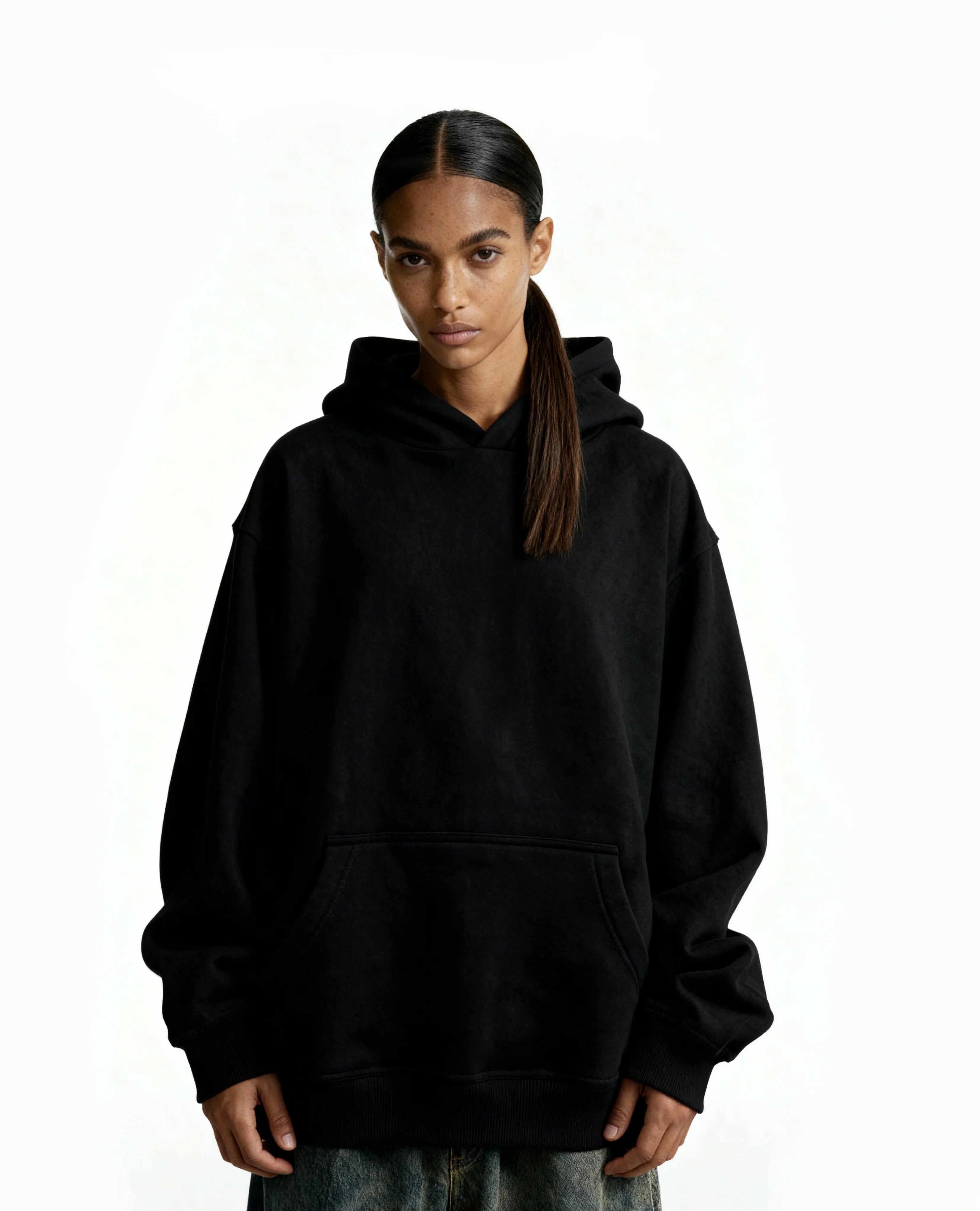 Z27 Standard Oversized Hoodie – Heavyweight 540GSM Organic Cotton, Black [In Stock]