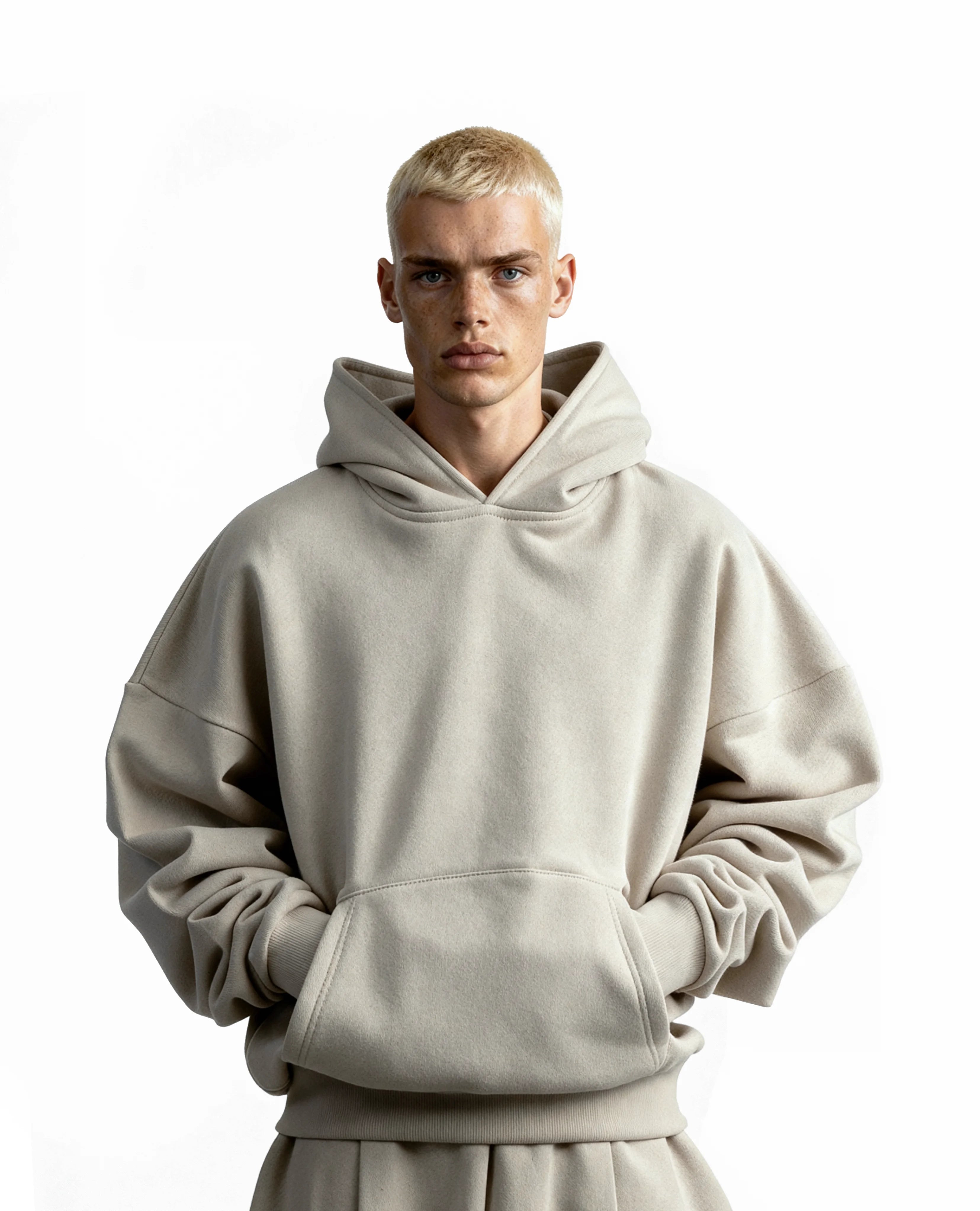 Ultra Heavy 520GSM GOTS Organic Hoodie+Baggy Pleat Sweats Smokey Taupe [Pre-Order, Ships Feb 15]