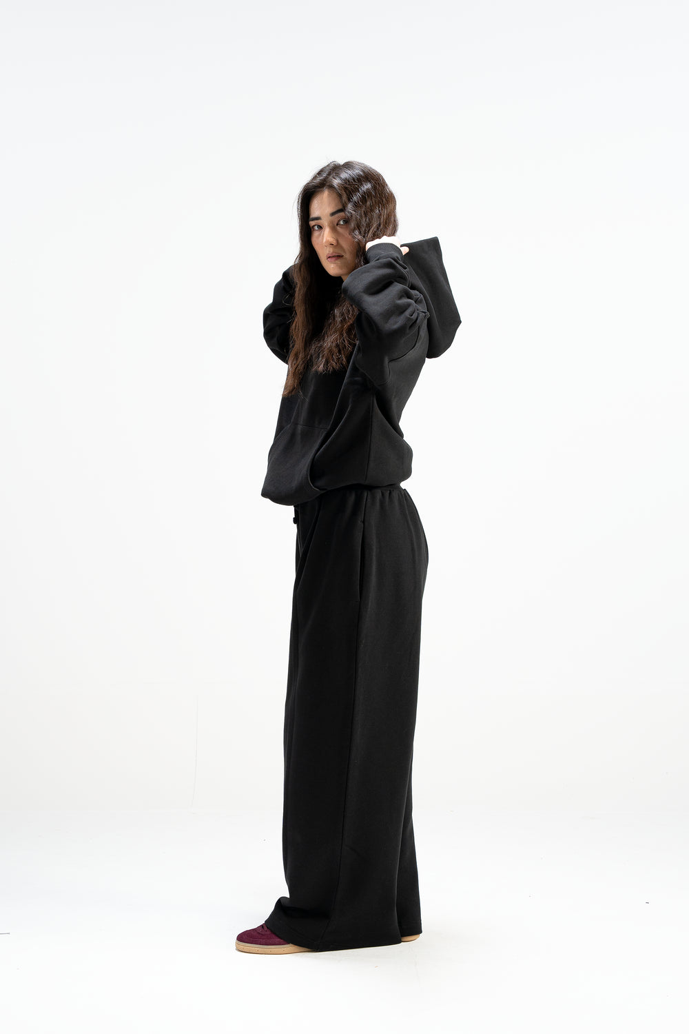 Ultra Heavy 520GSM GOTS Organic Hoodie+Baggy Pleat Sweats Midnight Bla
