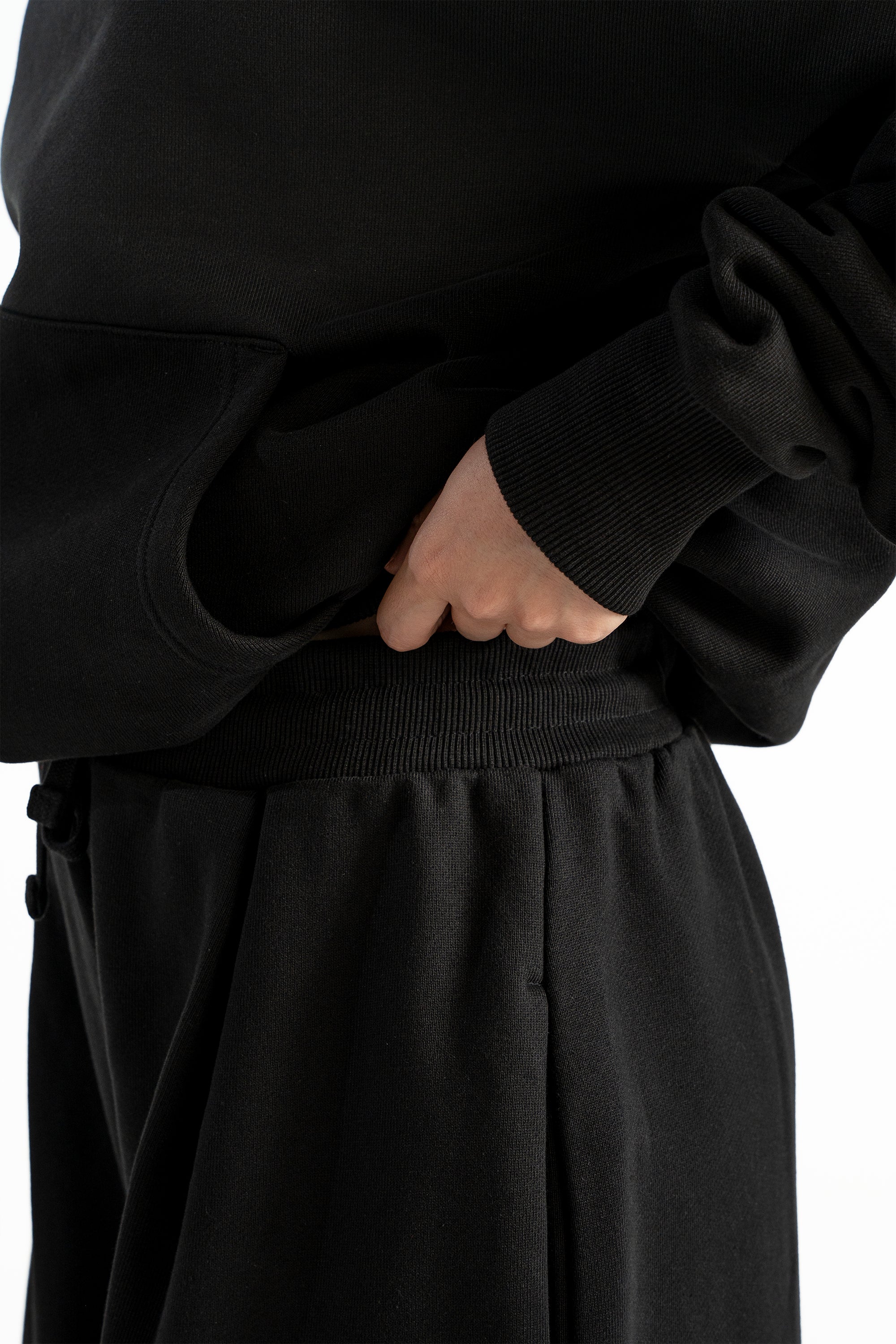 Ultra Heavy 520GSM GOTS Organic Hoodie+Baggy Pleat Sweats Midnight Black