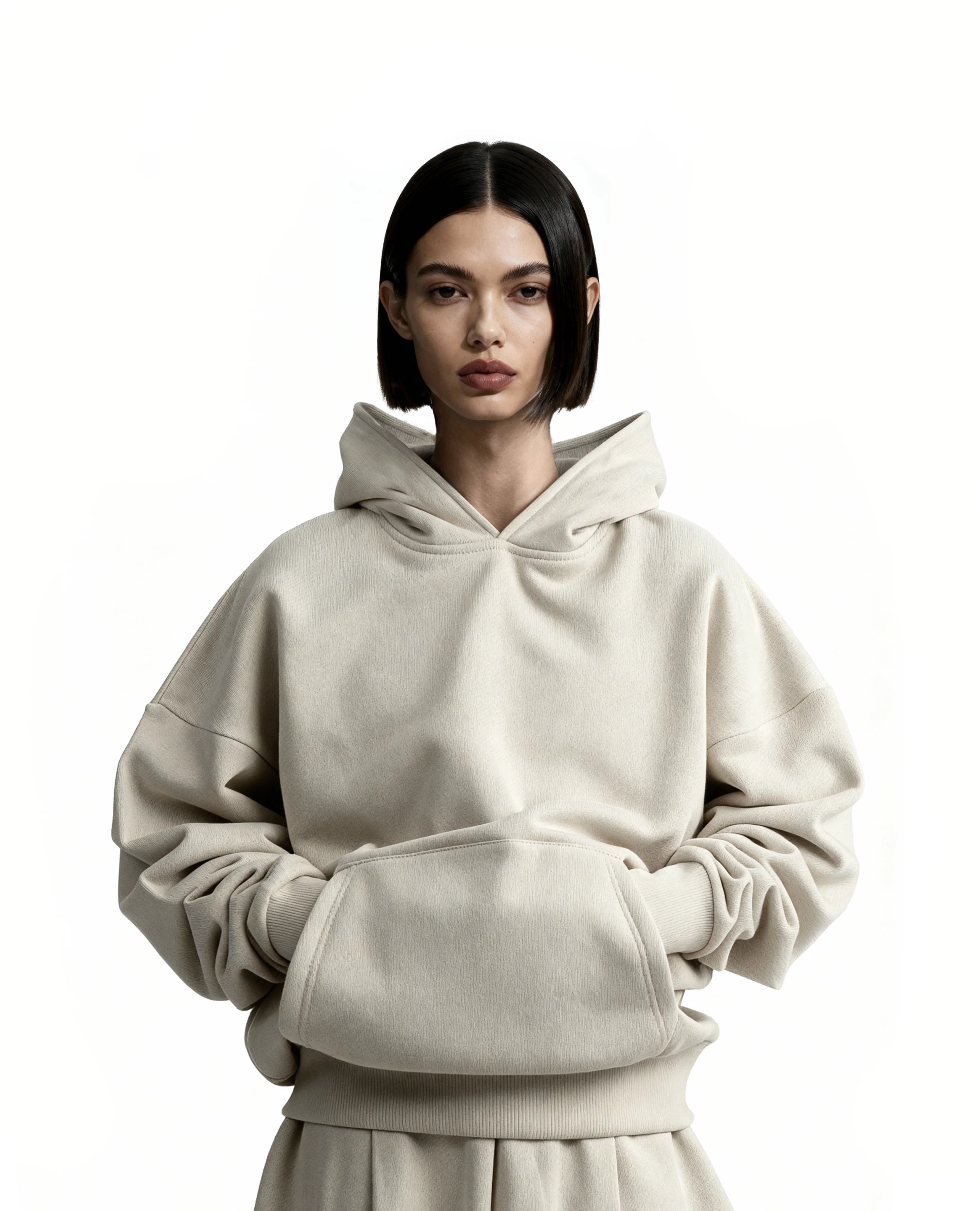 Ultra Heavy 520GSM GOTS Organic Hoodie+Baggy Pleat Sweats Smokey Taupe [Pre-Order, Ships Feb 15]