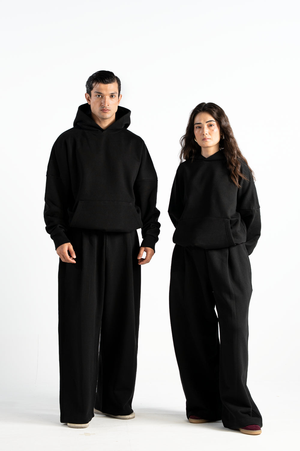 Ultra Heavy 520GSM GOTS Organic Hoodie+Baggy Pleat Sweats Midnight Bla