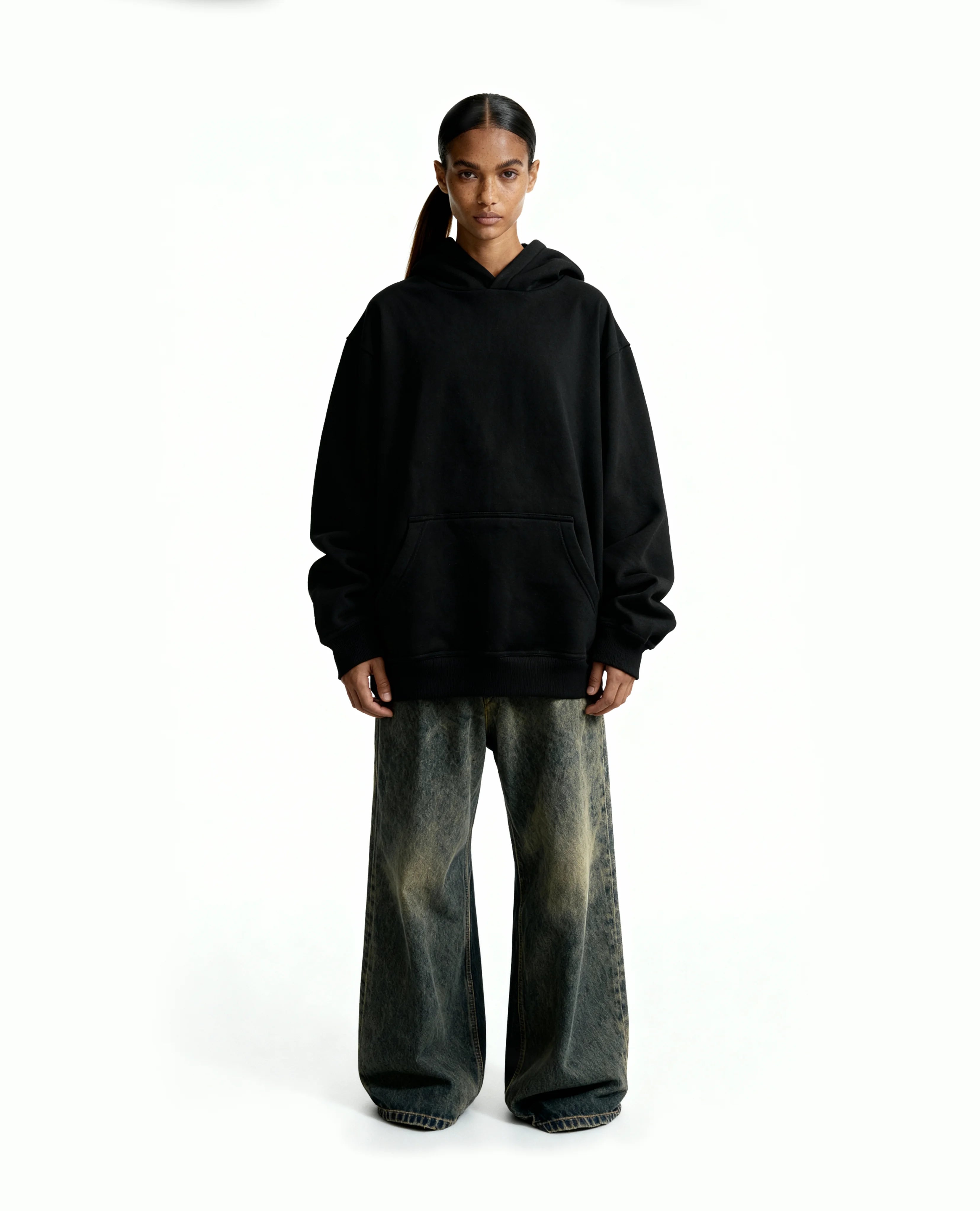 Z27 Standard Oversized Hoodie – Heavyweight 540GSM Organic Cotton, Black [In Stock]