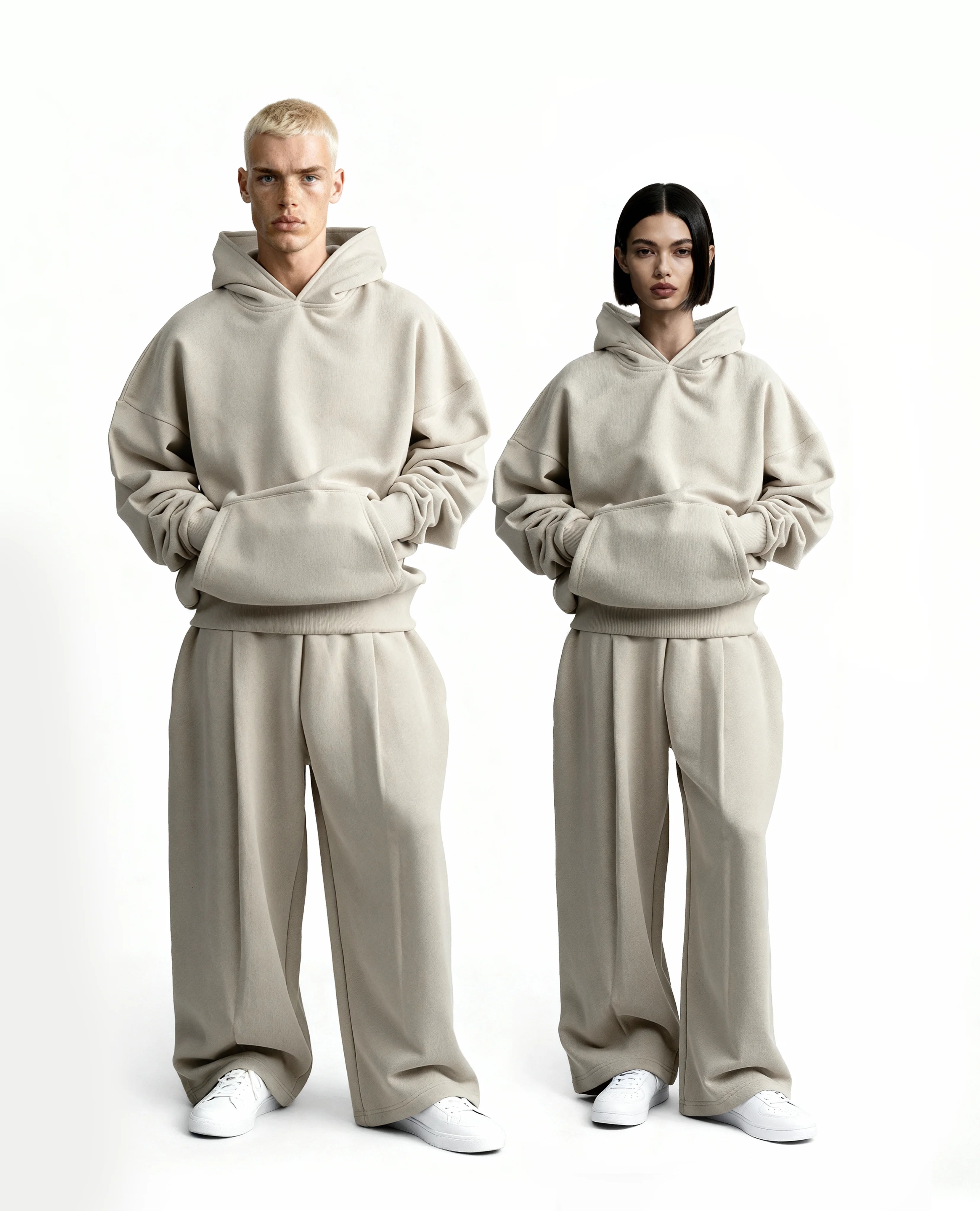 Ultra Heavy 520GSM GOTS Organic Hoodie+Baggy Pleat Sweats Smokey Taupe [Pre-Order, Ships Feb 15]