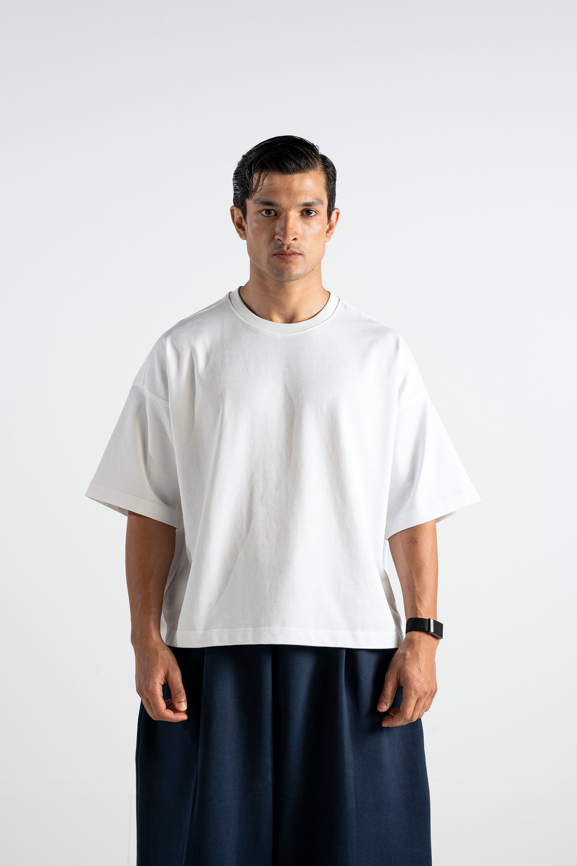 TP34 Boxy Cropped Tee - Heavy 345GSM Organic Cotton - White [Pre-order